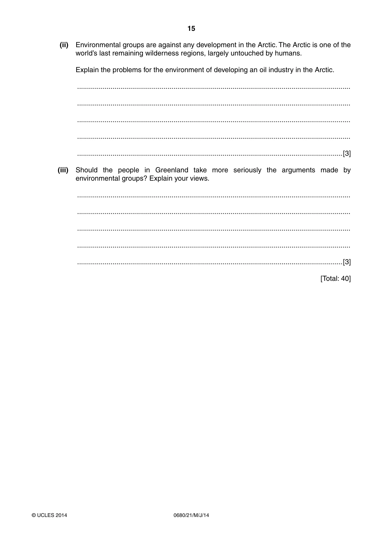 Cambridge IGCSE Environmental Management 0680 2014 May/June Paper 2 · Variant 1 question paper, page 15 of 16