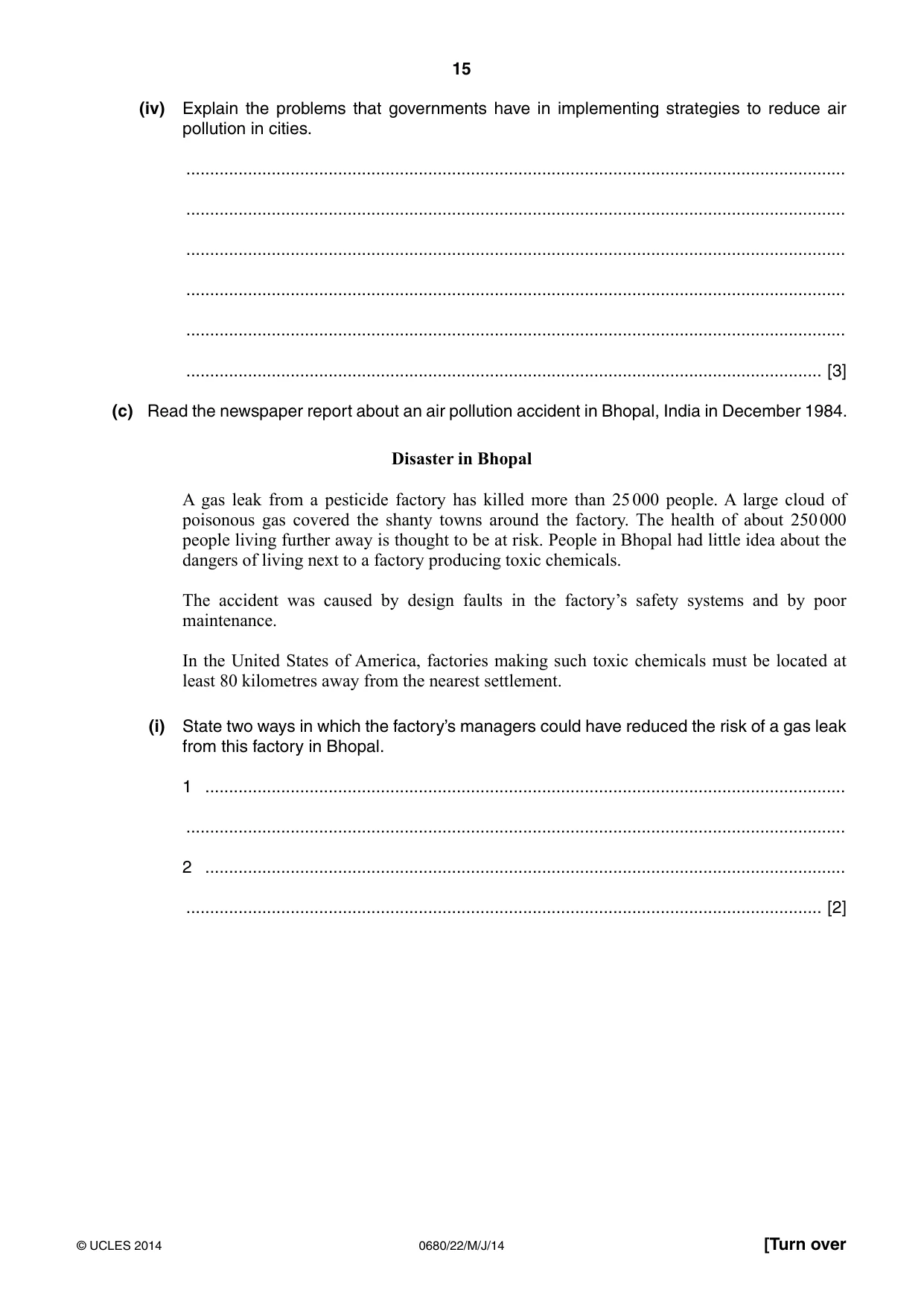 Cambridge IGCSE Environmental Management 0680 2014 May/June Paper 2 · Variant 2 question paper, page 15 of 20