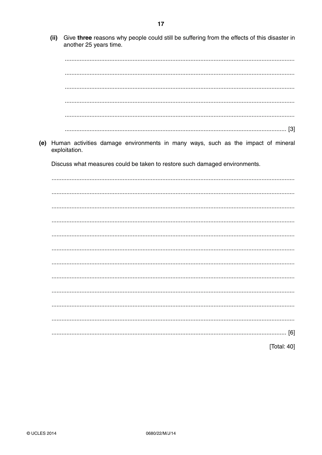 Cambridge IGCSE Environmental Management 0680 2014 May/June Paper 2 · Variant 2 question paper, page 17 of 20