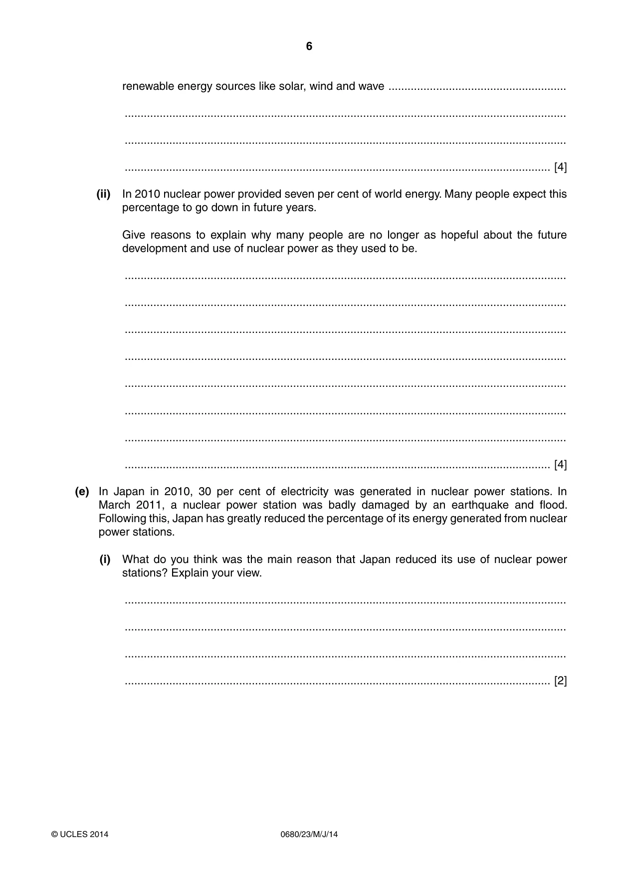 Cambridge IGCSE Environmental Management 0680 2014 May/June Paper 2 · Variant 3 question paper, page 6 of 16