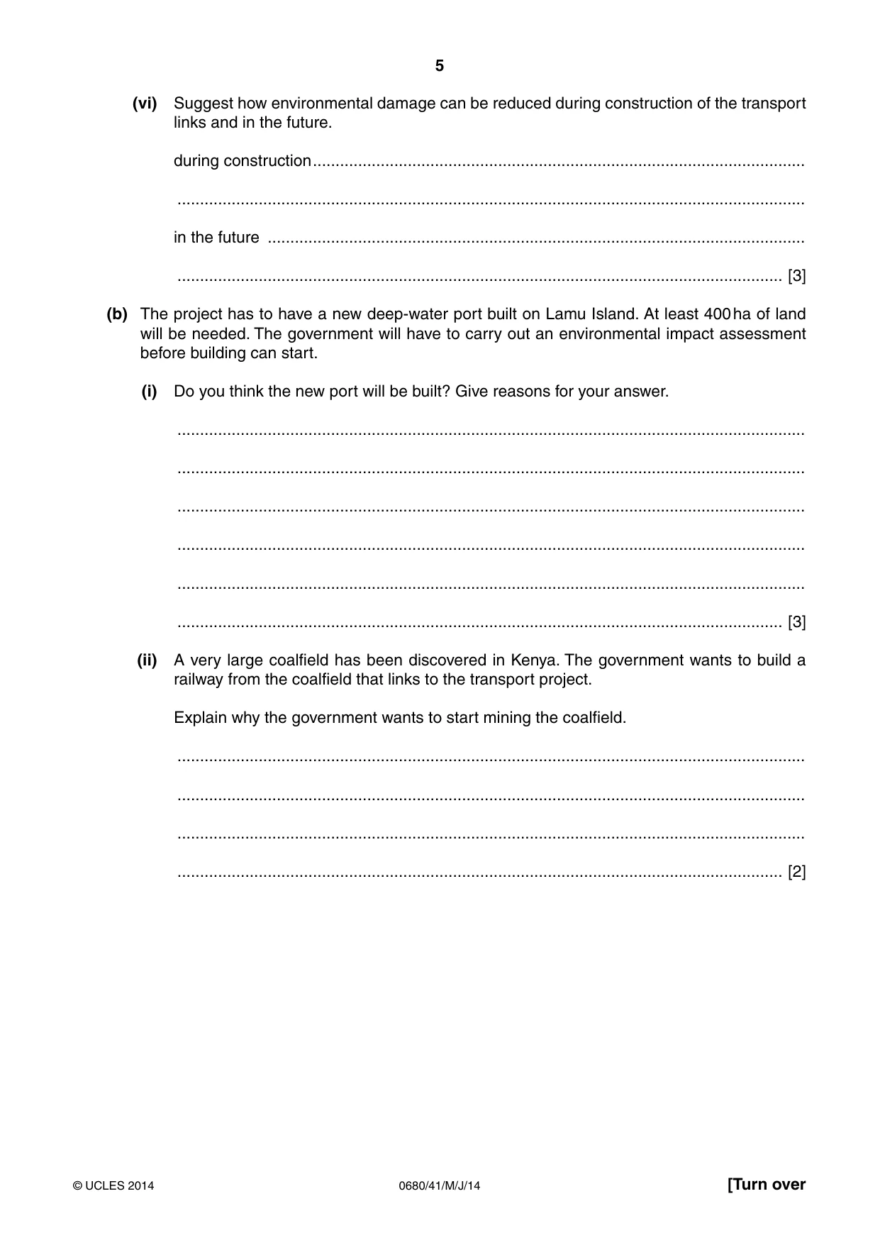 Cambridge IGCSE Environmental Management 0680 2014 May/June Paper 4 · Variant 1 question paper, page 5 of 16