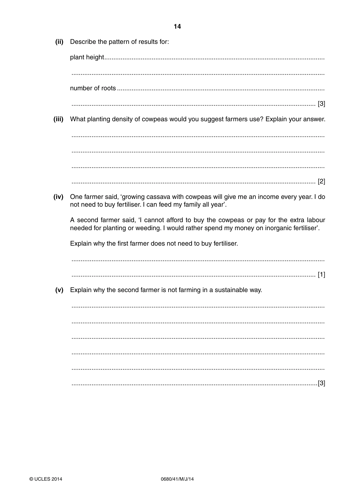 Cambridge IGCSE Environmental Management 0680 2014 May/June Paper 4 · Variant 1 question paper, page 14 of 16