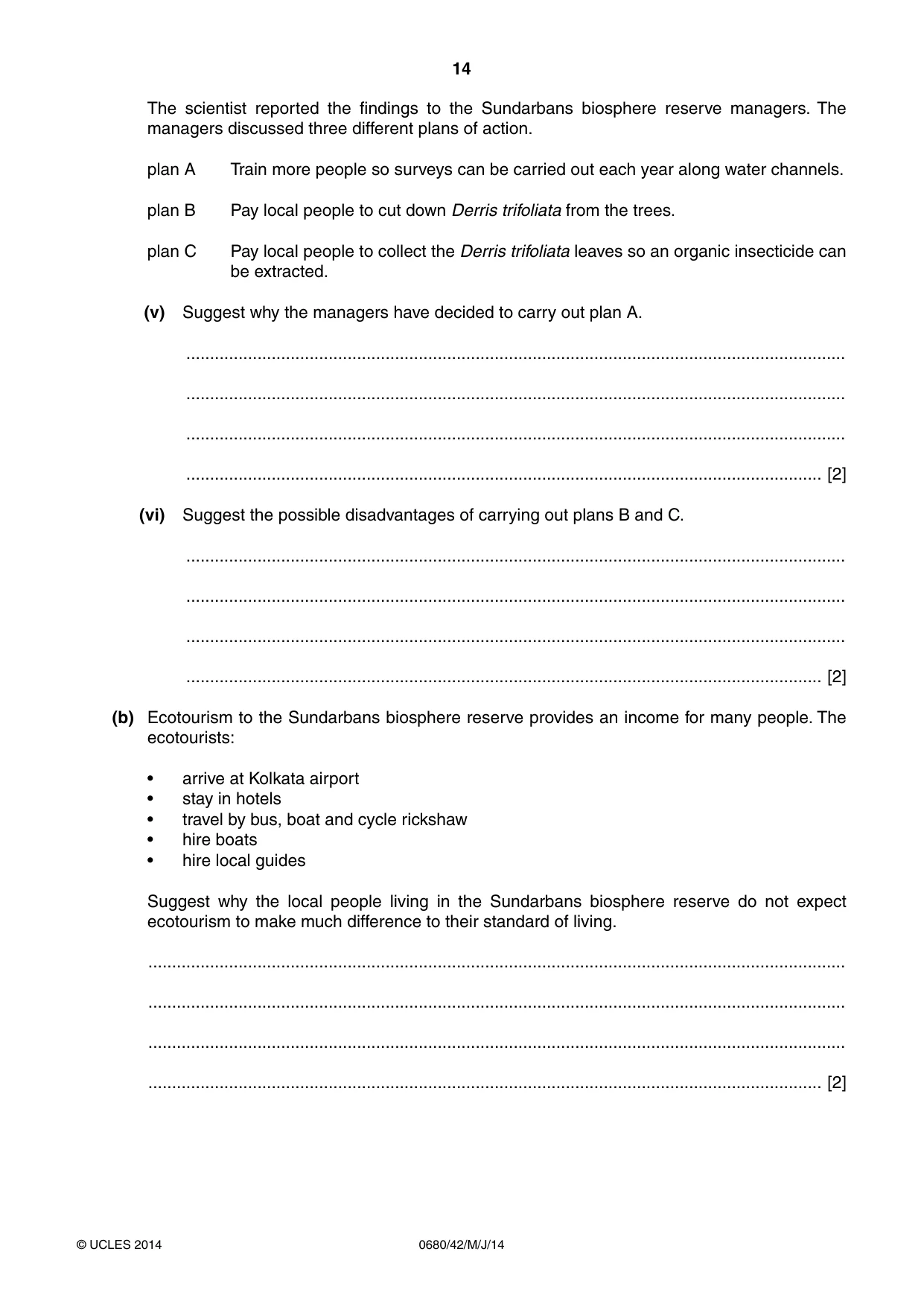 Cambridge IGCSE Environmental Management 0680 2014 May/June Paper 4 · Variant 2 question paper, page 14 of 16