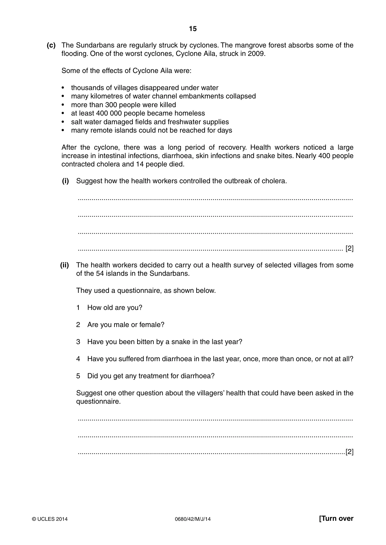 Cambridge IGCSE Environmental Management 0680 2014 May/June Paper 4 · Variant 2 question paper, page 15 of 16