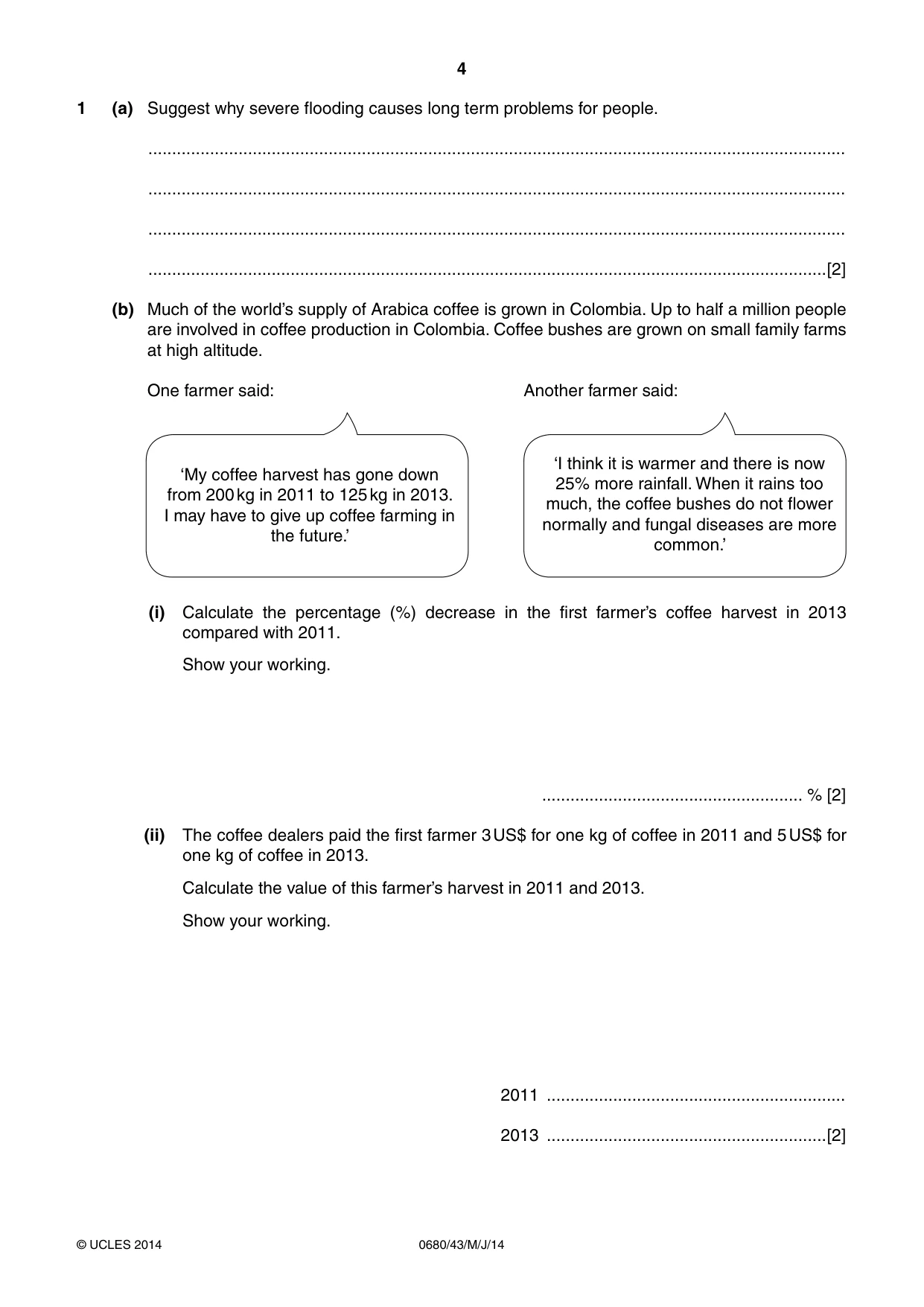 Cambridge IGCSE Environmental Management 0680 2014 May/June Paper 4 · Variant 3 question paper, page 4 of 16