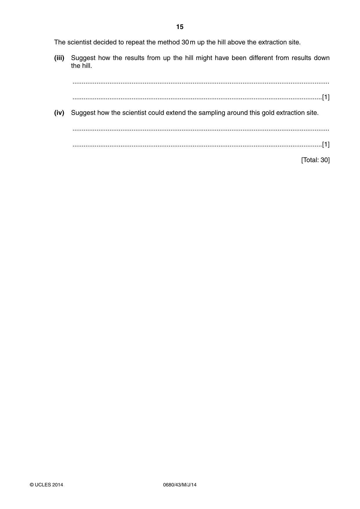 Cambridge IGCSE Environmental Management 0680 2014 May/June Paper 4 · Variant 3 question paper, page 15 of 16