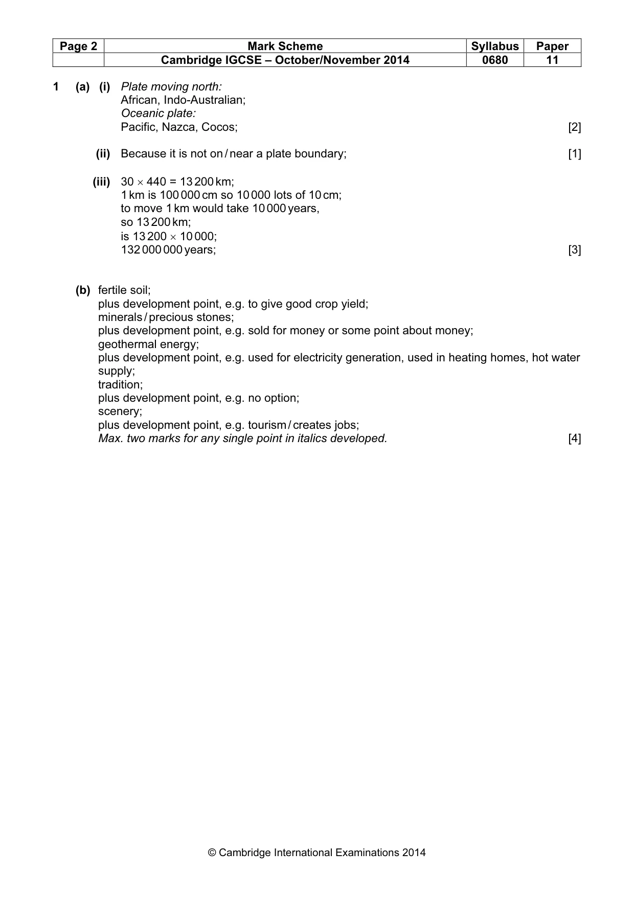 Mark scheme, page 2 of 5