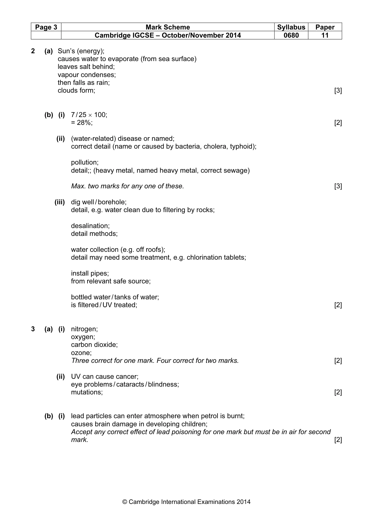 Mark scheme, page 3 of 5