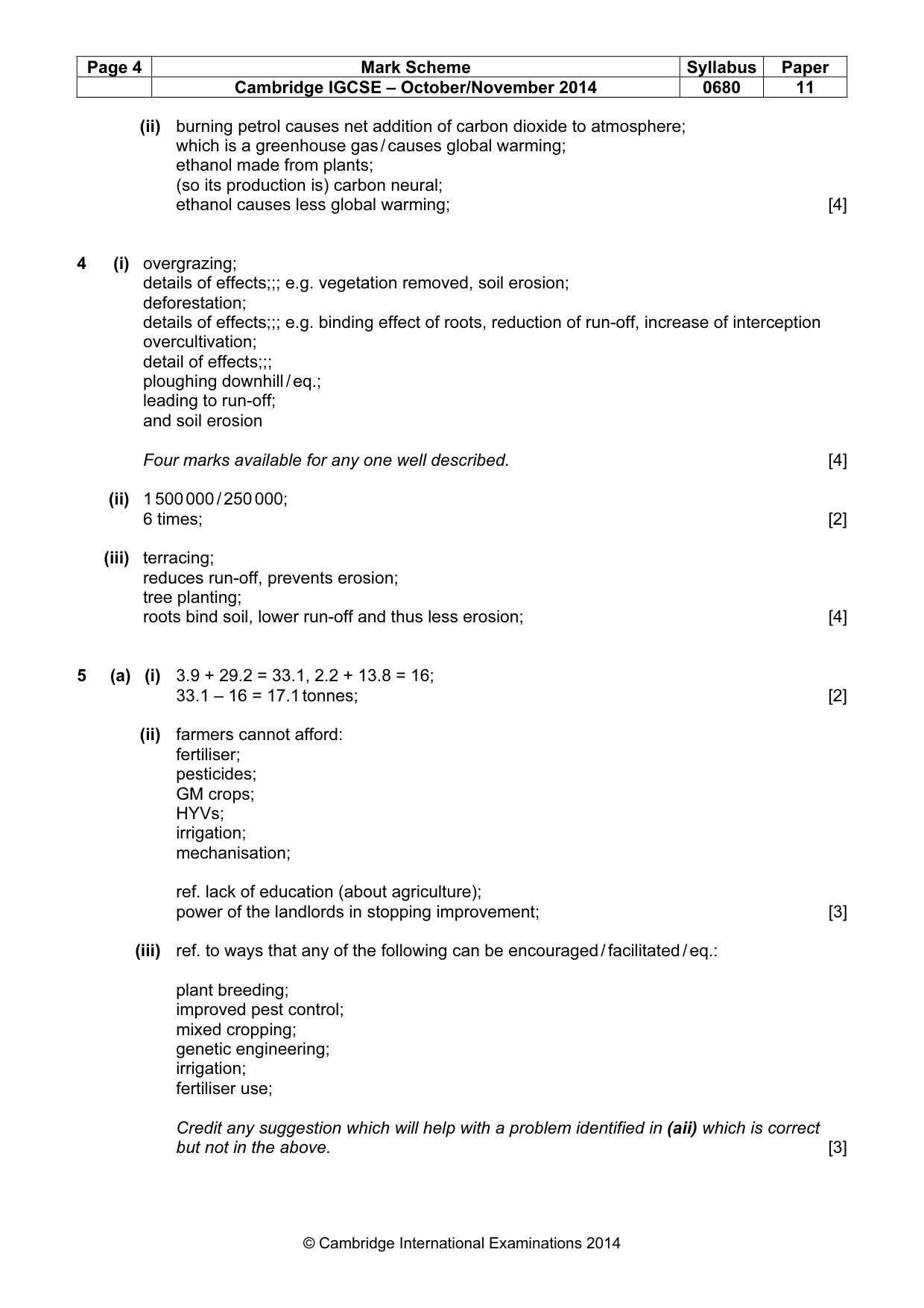 Mark scheme, page 4 of 5
