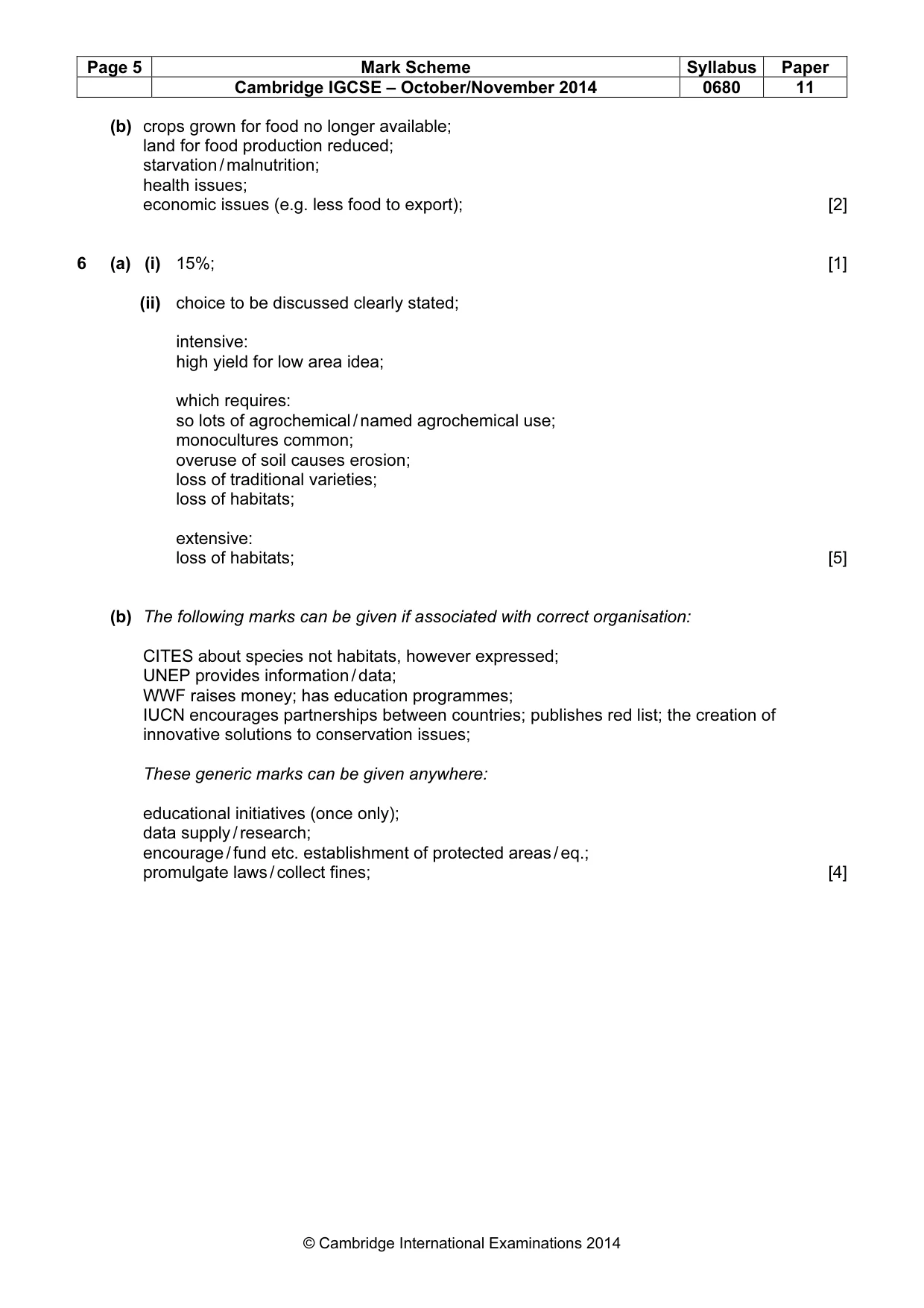 Mark scheme, page 5 of 5