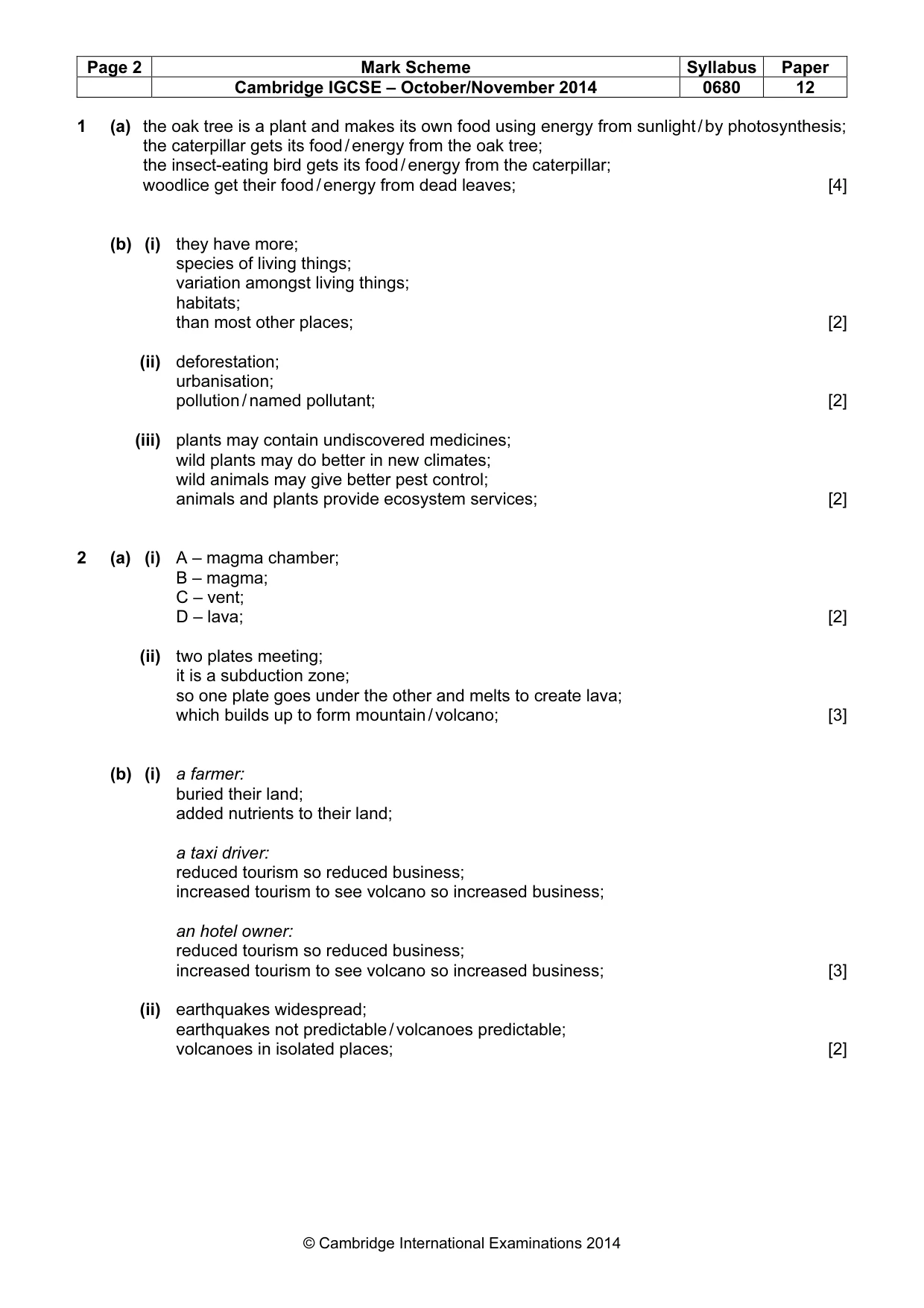 Mark scheme, page 2 of 4