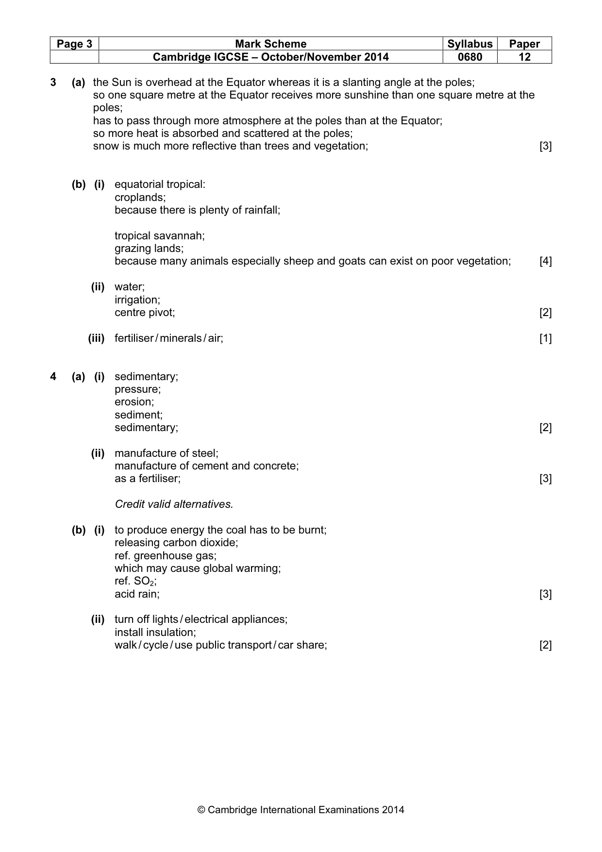 Mark scheme, page 3 of 4