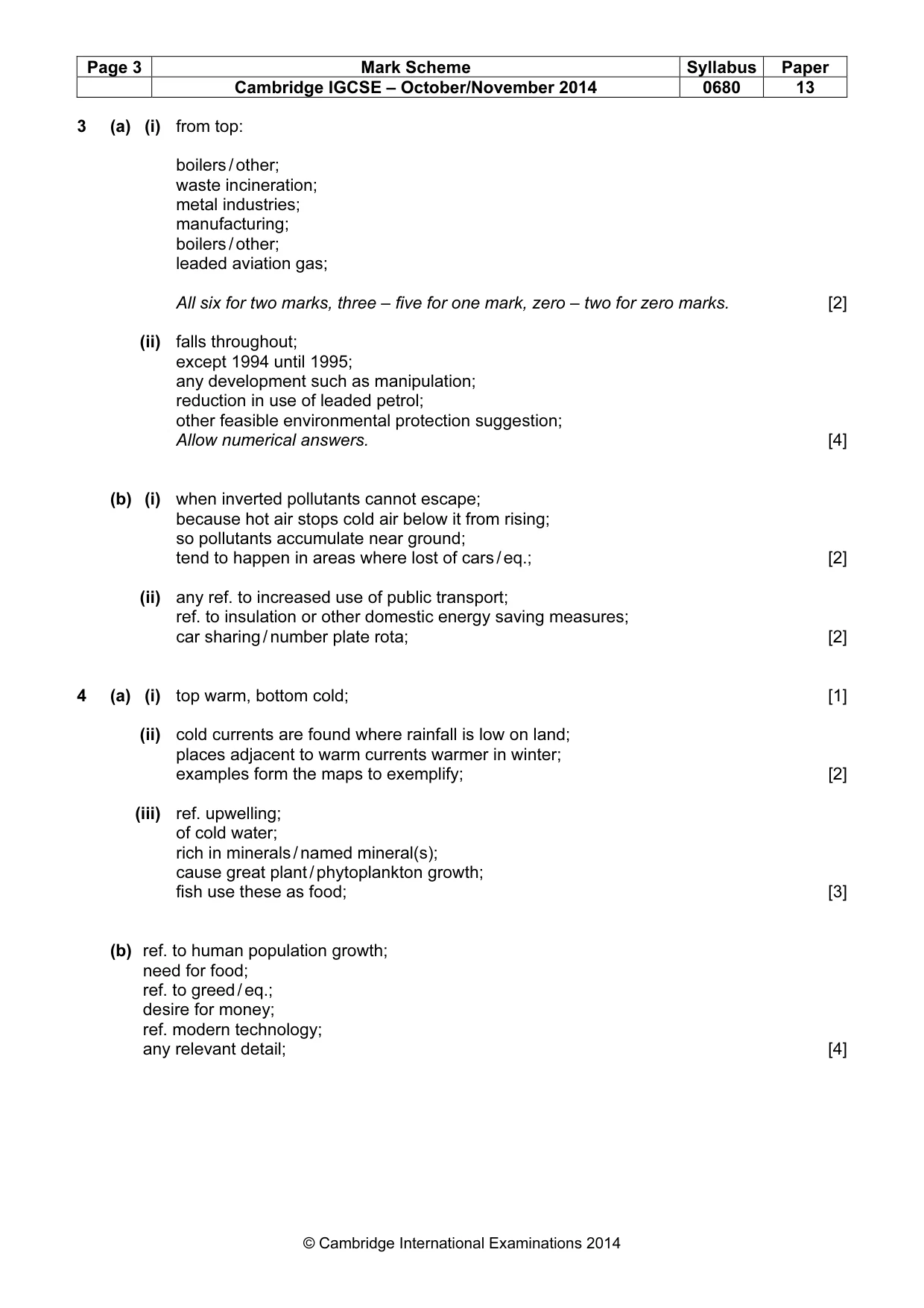 Mark scheme, page 3 of 5