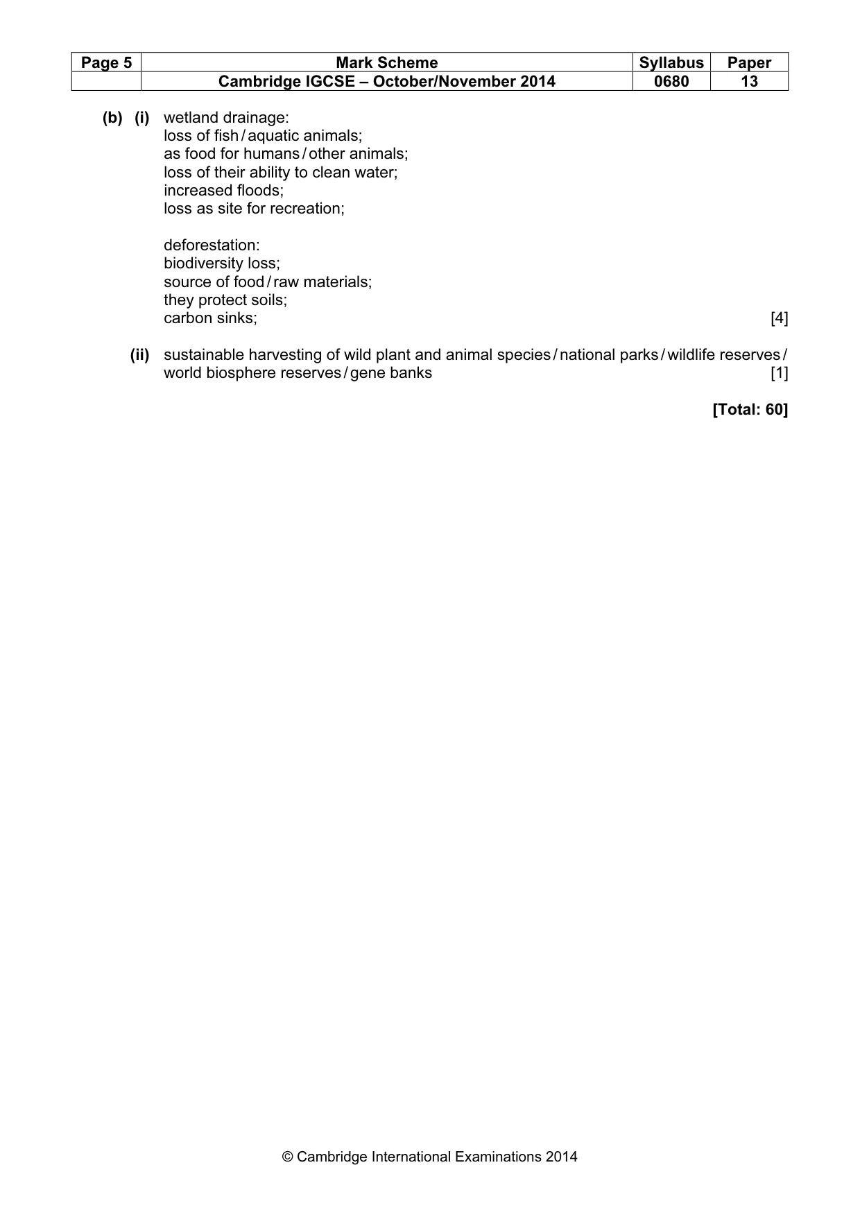 Mark scheme, page 5 of 5