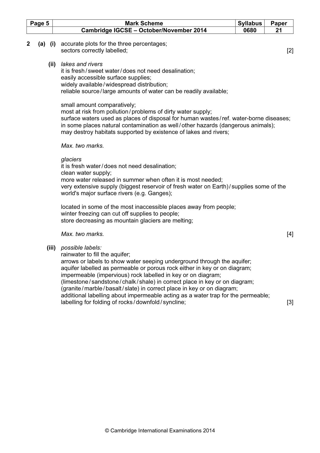 Mark scheme, page 5 of 8