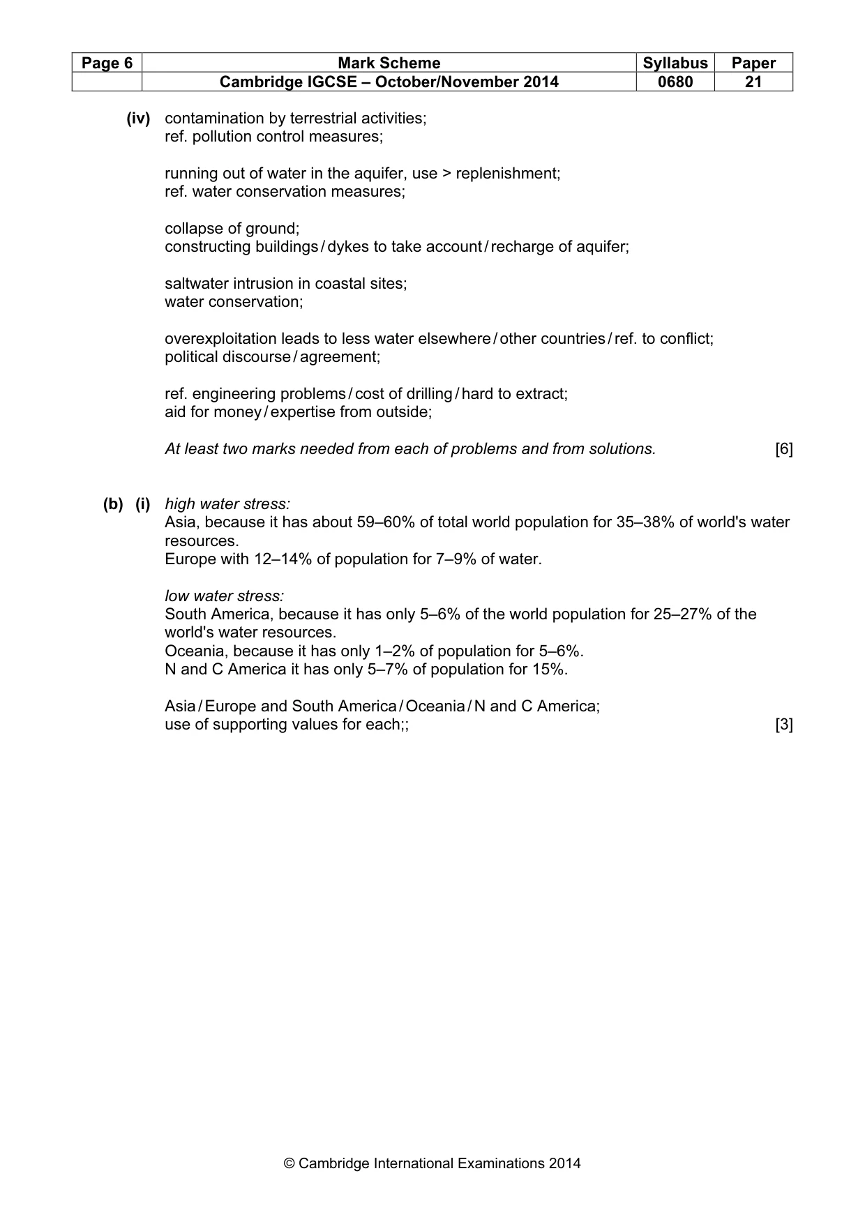 Mark scheme, page 6 of 8