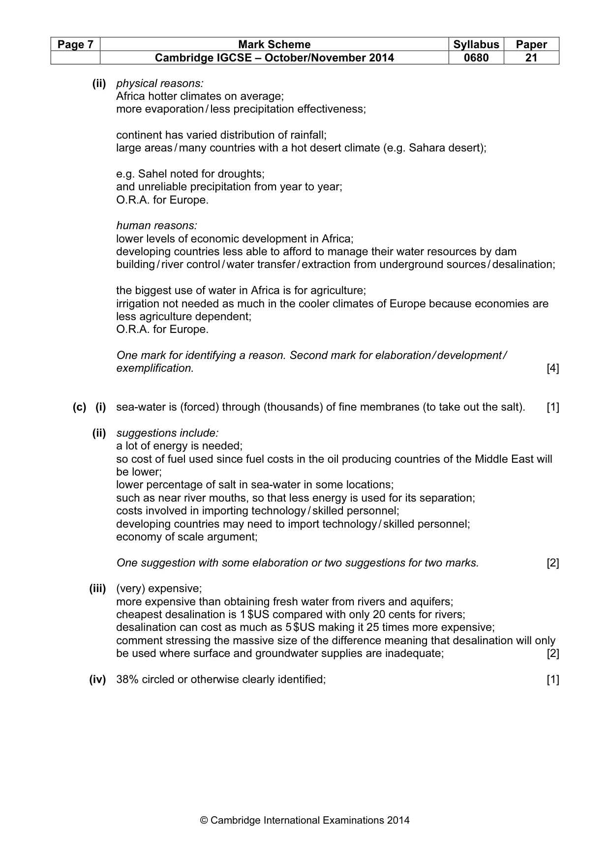 Mark scheme, page 7 of 8