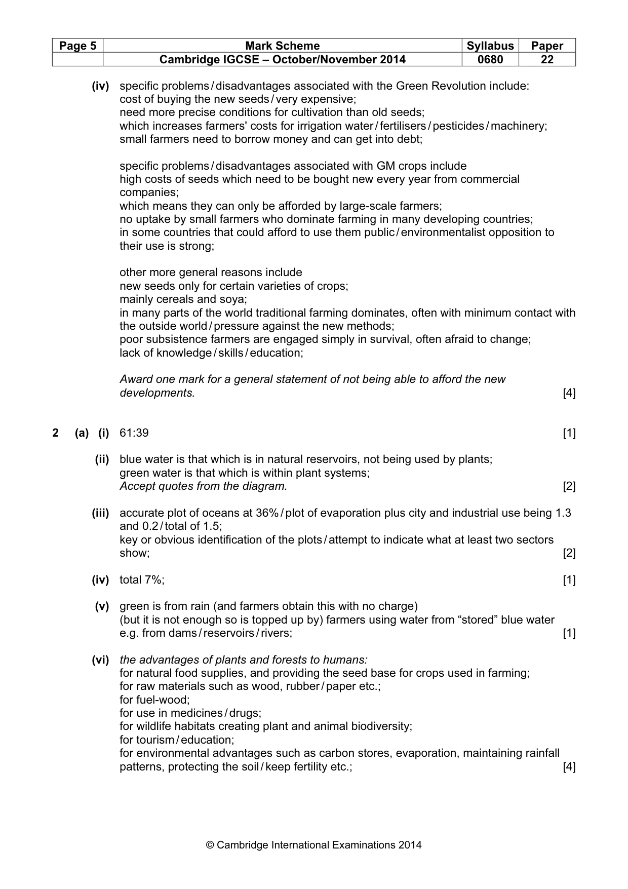 Mark scheme, page 5 of 8