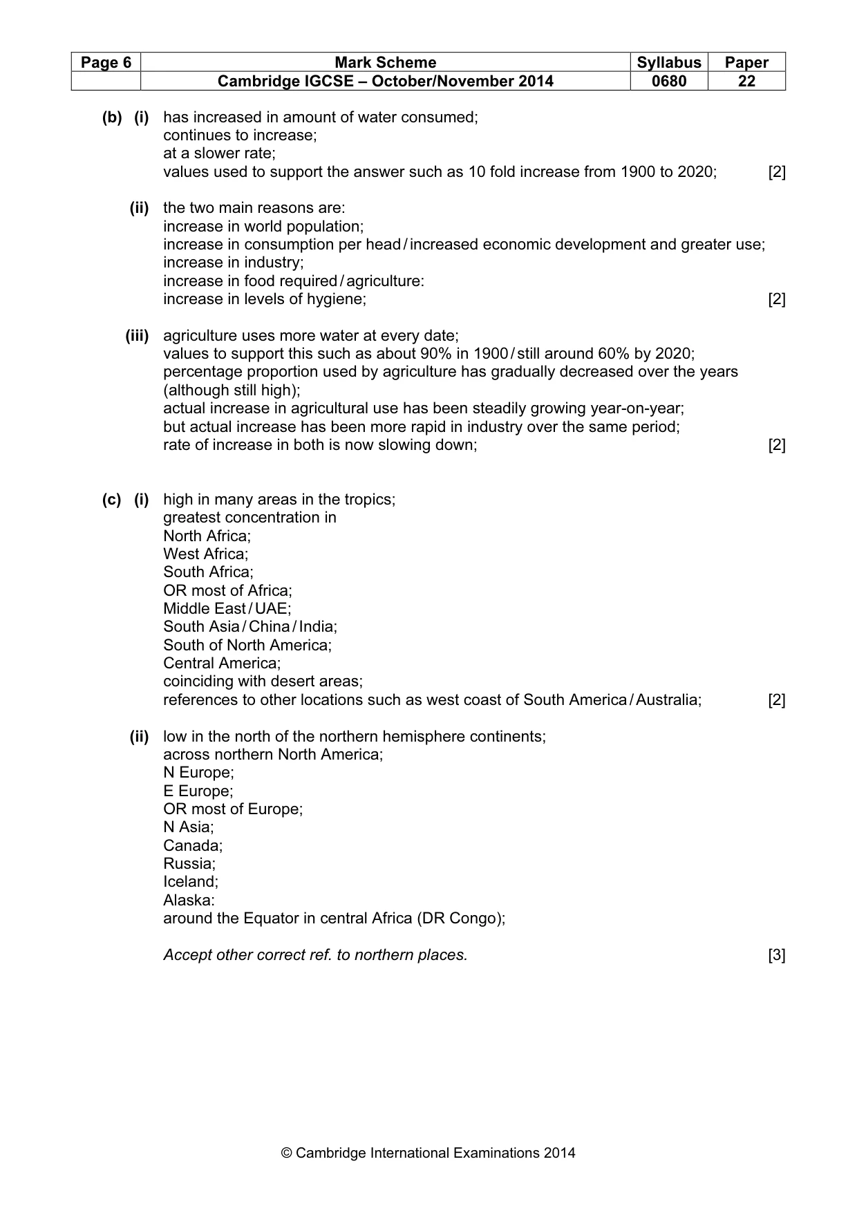 Mark scheme, page 6 of 8