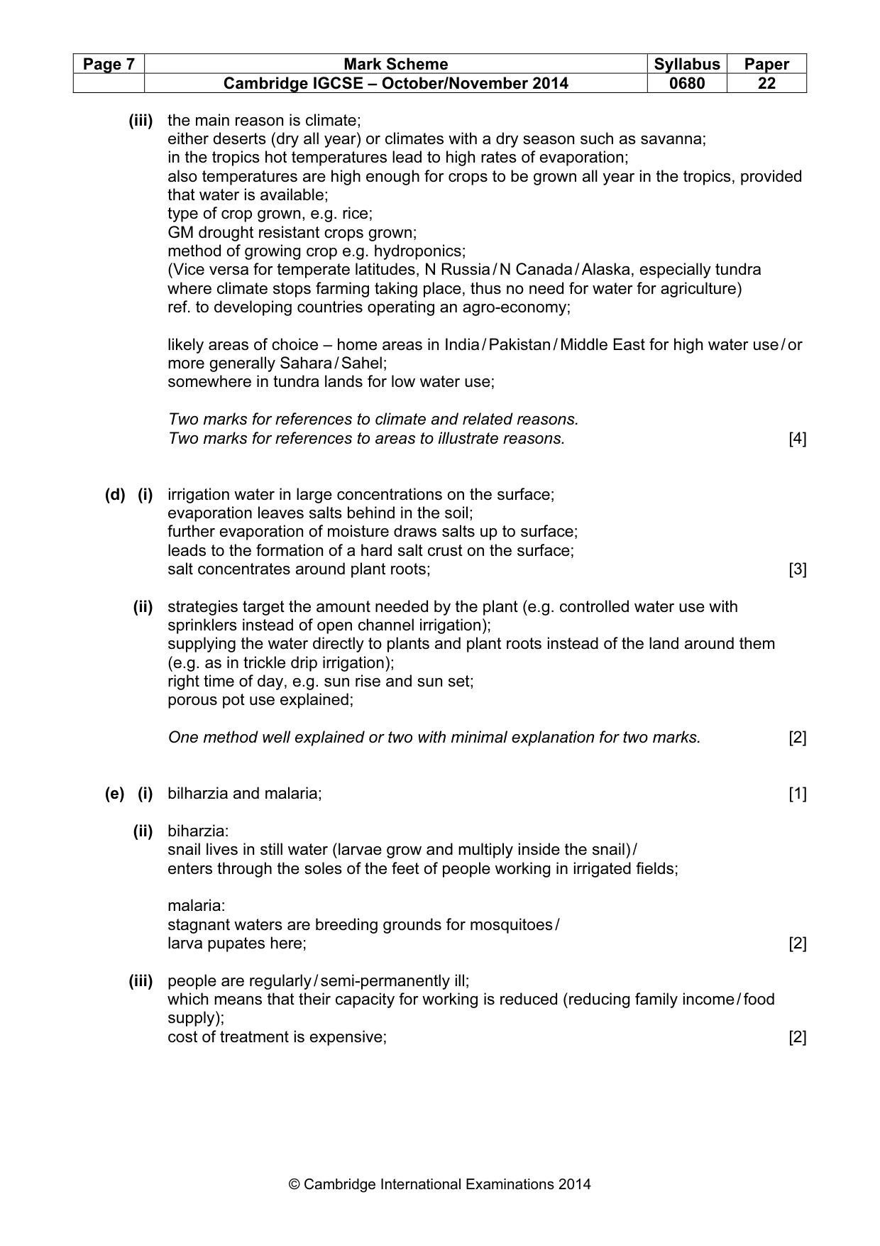 Mark scheme, page 7 of 8