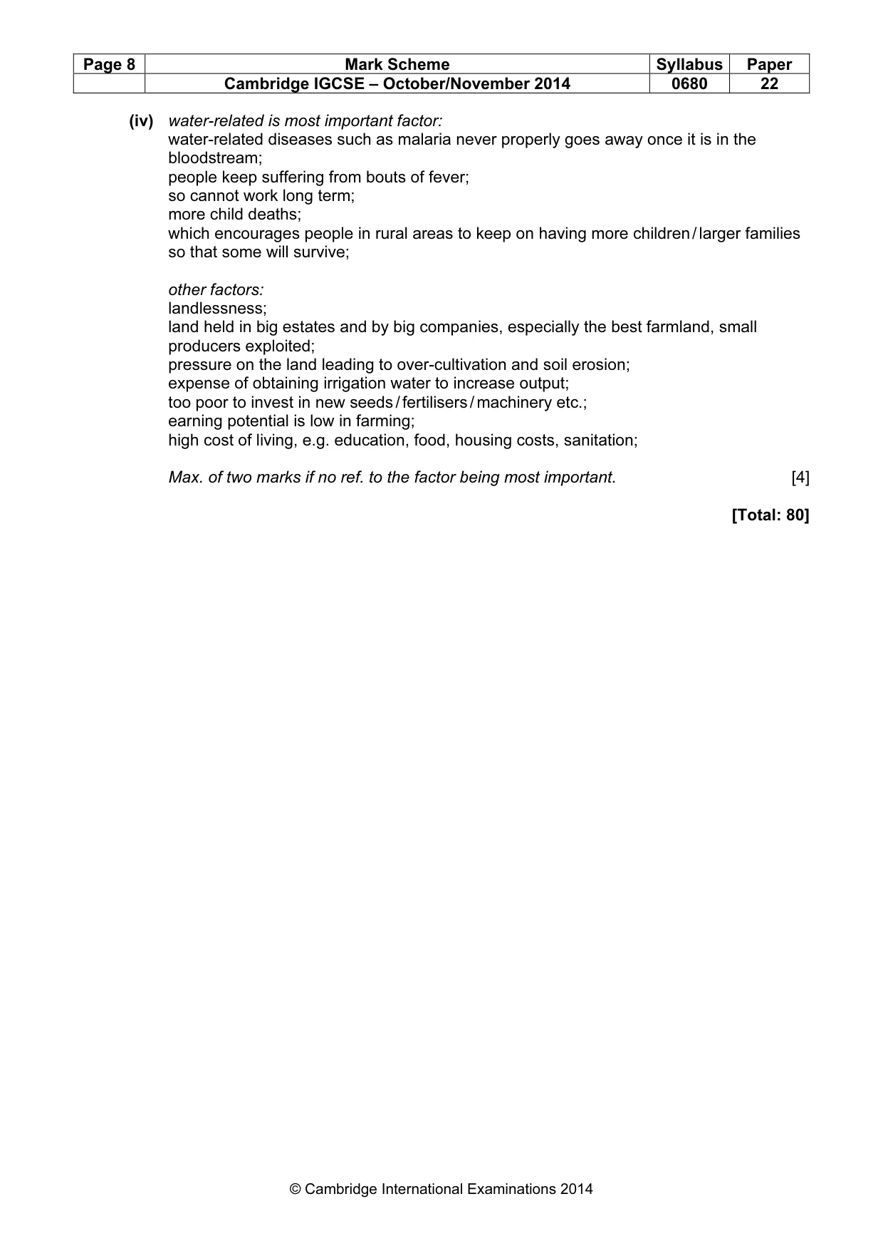 Mark scheme, page 8 of 8