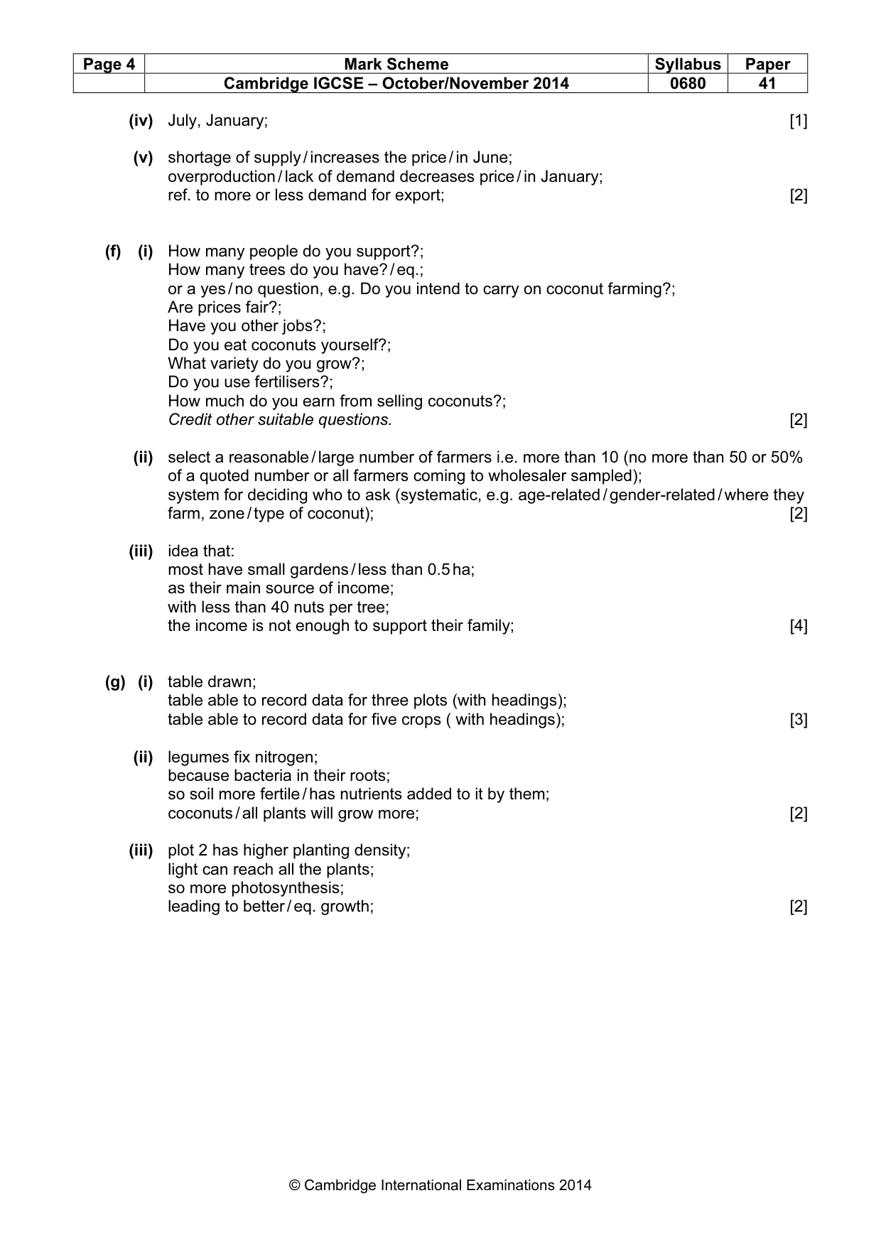 Mark scheme, page 4 of 6