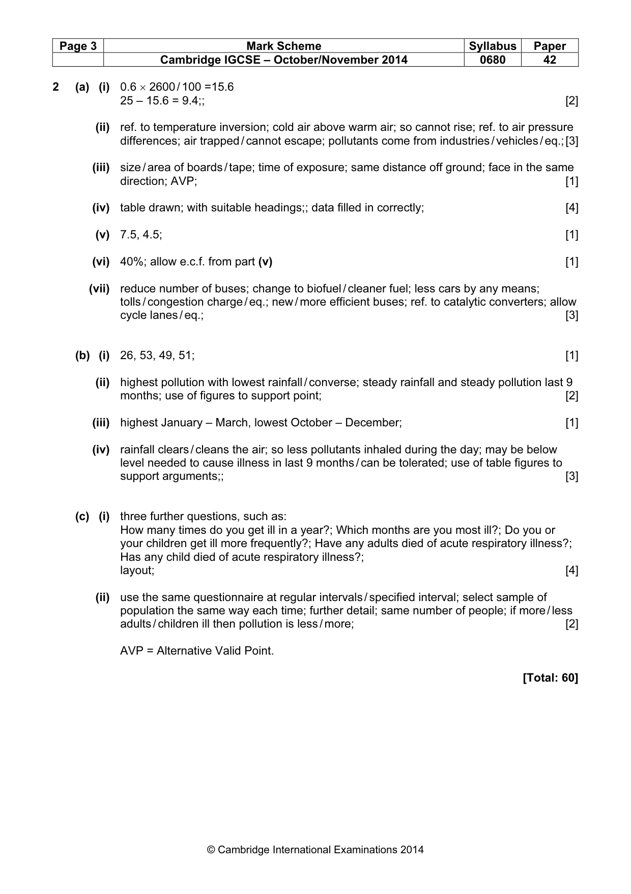 Mark scheme, page 3 of 3