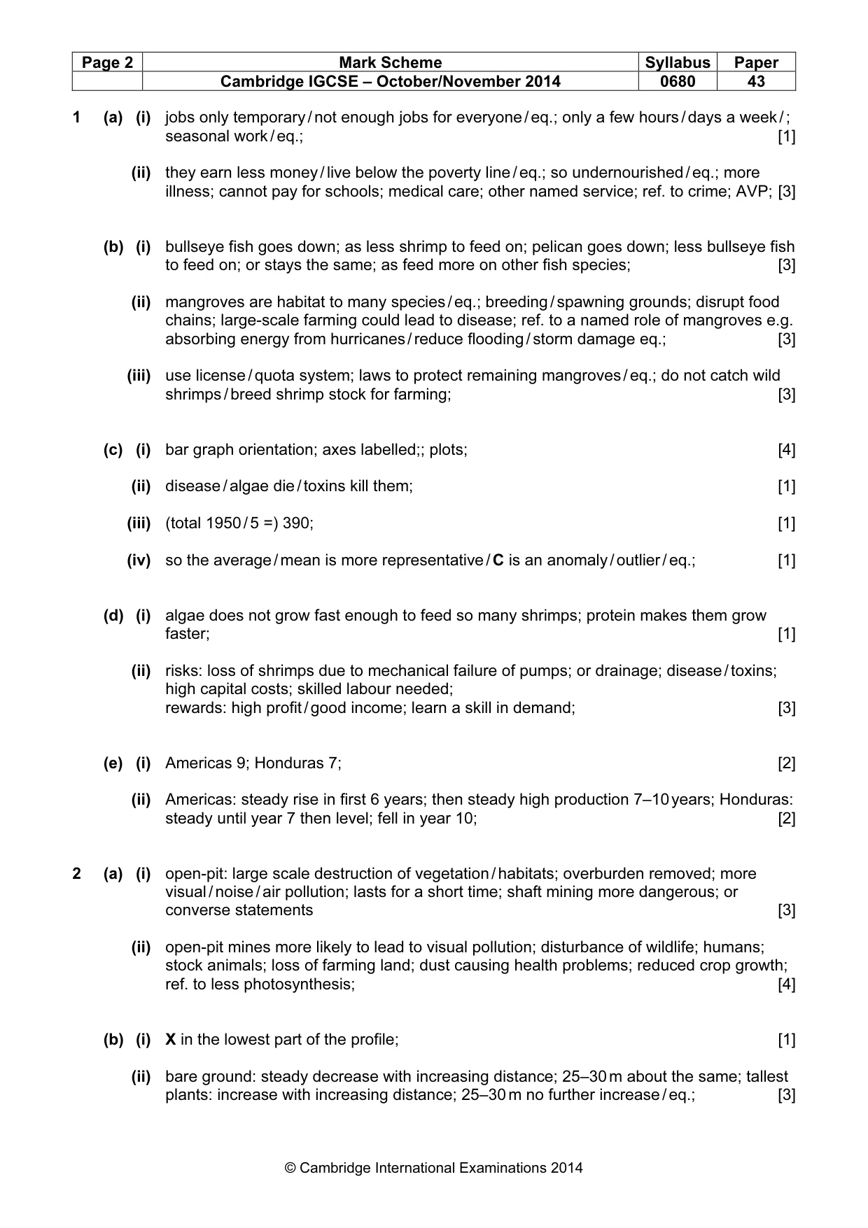 Mark scheme, page 2 of 3