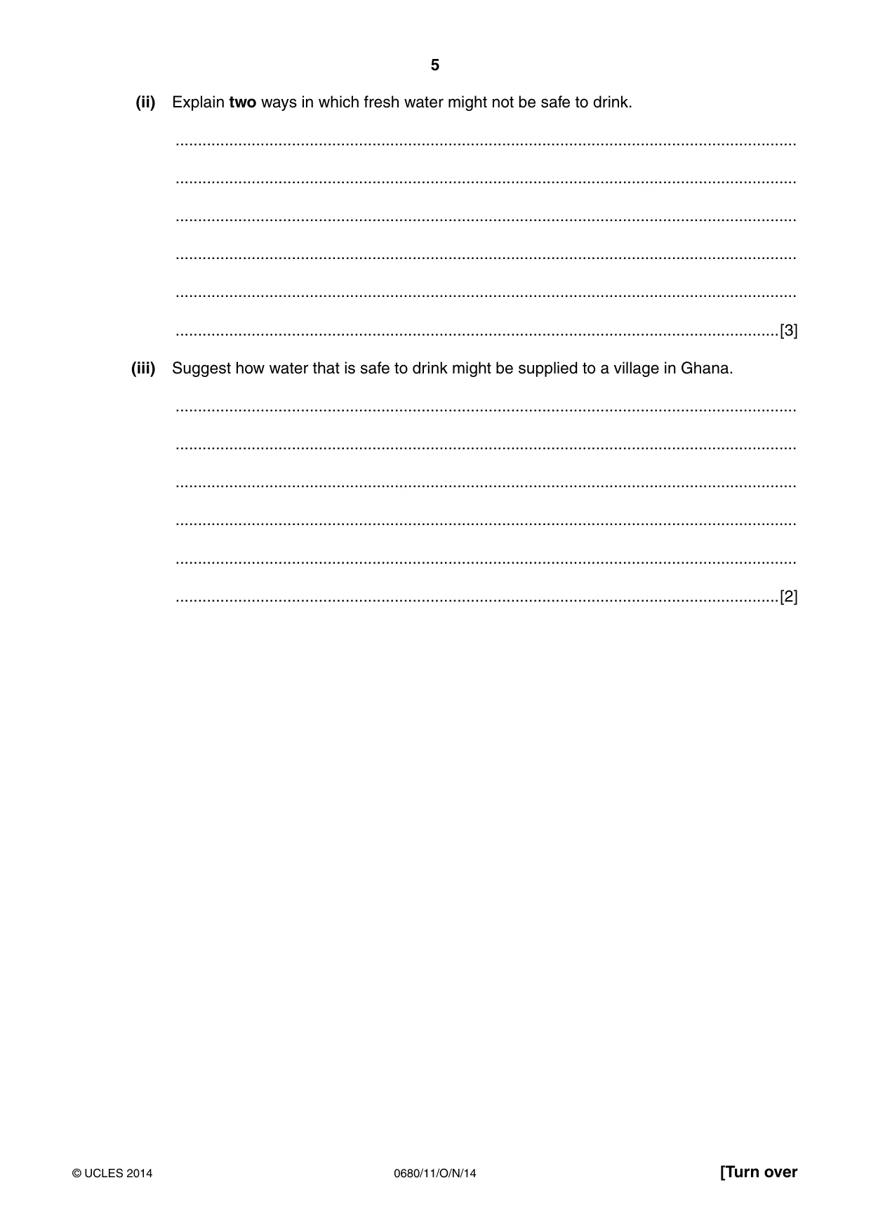 Cambridge IGCSE Environmental Management 0680 2014 Oct/Nov Paper 1 · Variant 1 question paper, page 5 of 12