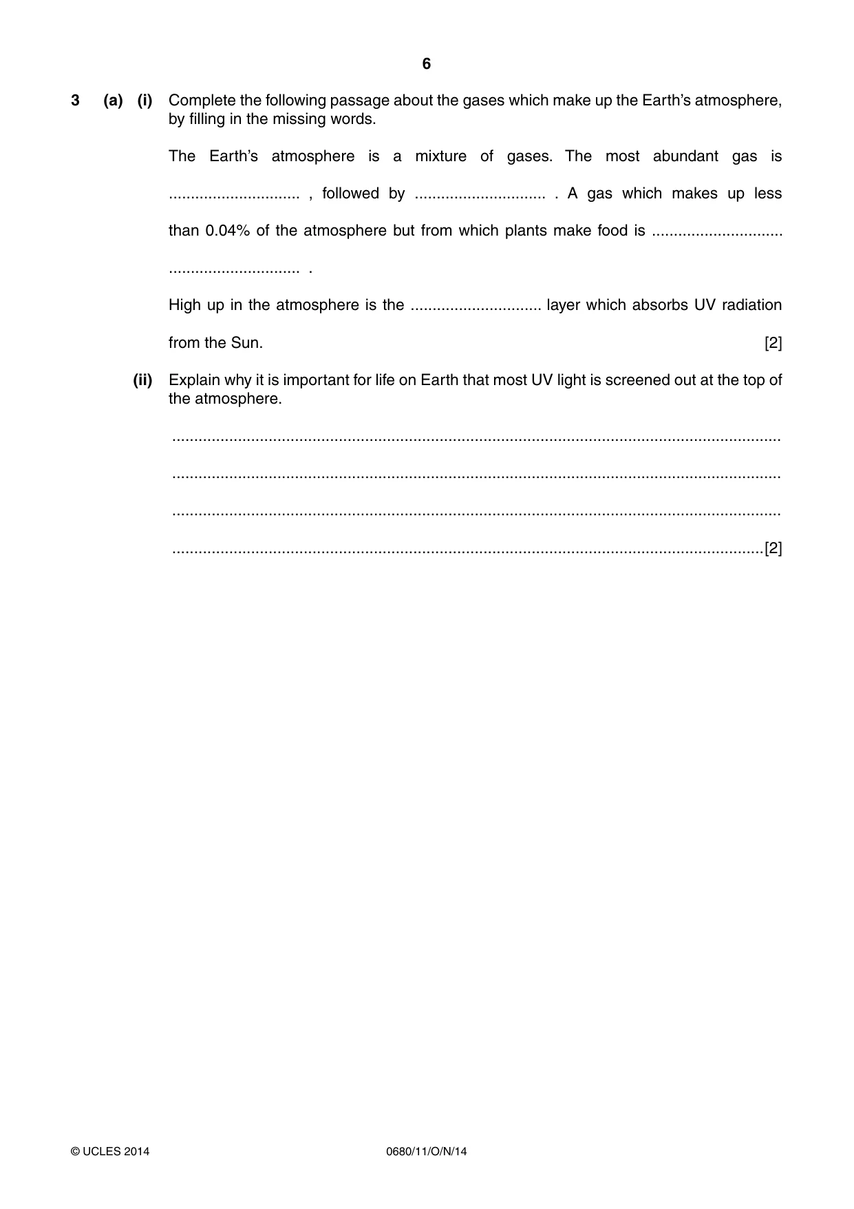 Cambridge IGCSE Environmental Management 0680 2014 Oct/Nov Paper 1 · Variant 1 question paper, page 6 of 12
