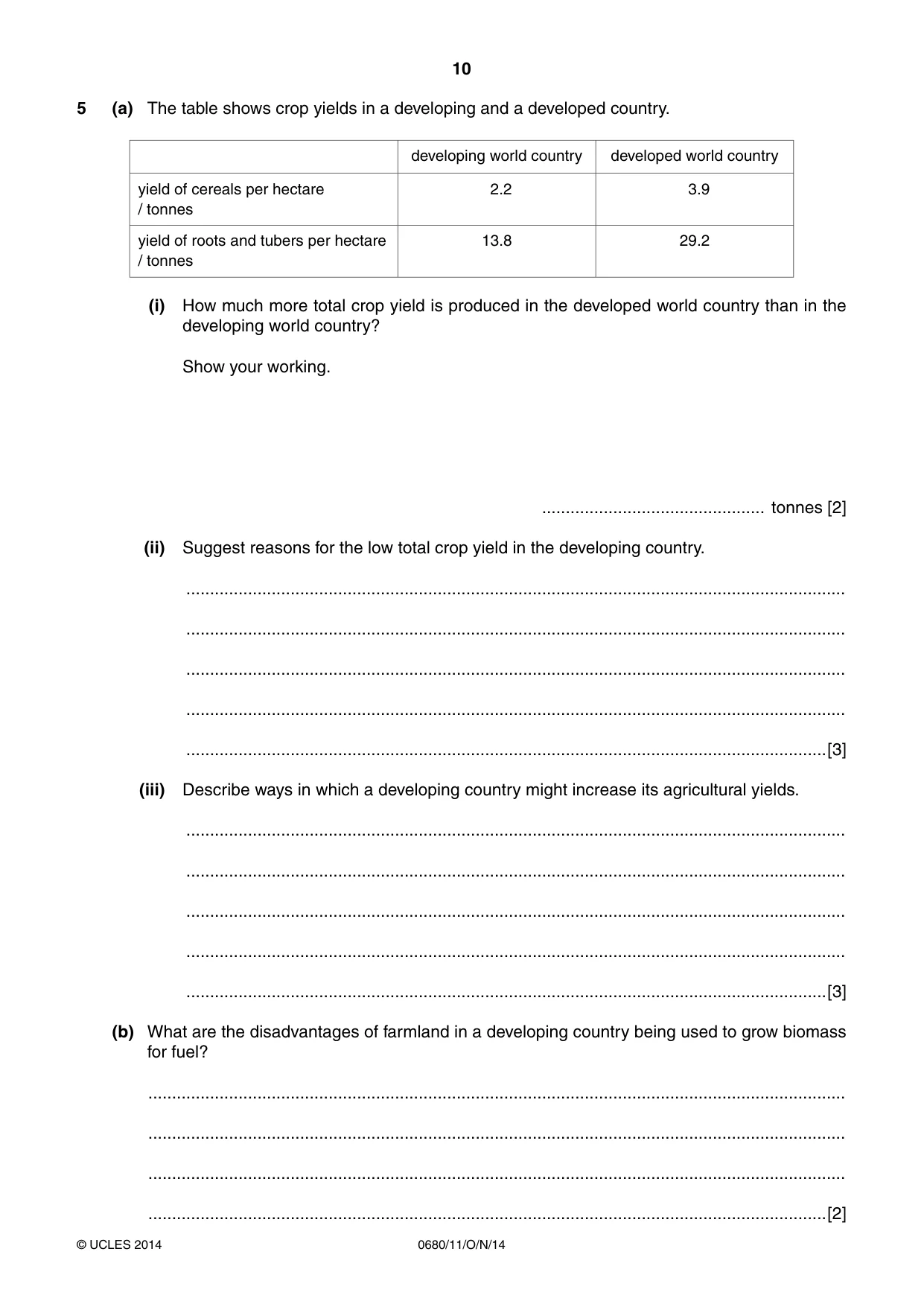 Cambridge IGCSE Environmental Management 0680 2014 Oct/Nov Paper 1 · Variant 1 question paper, page 10 of 12