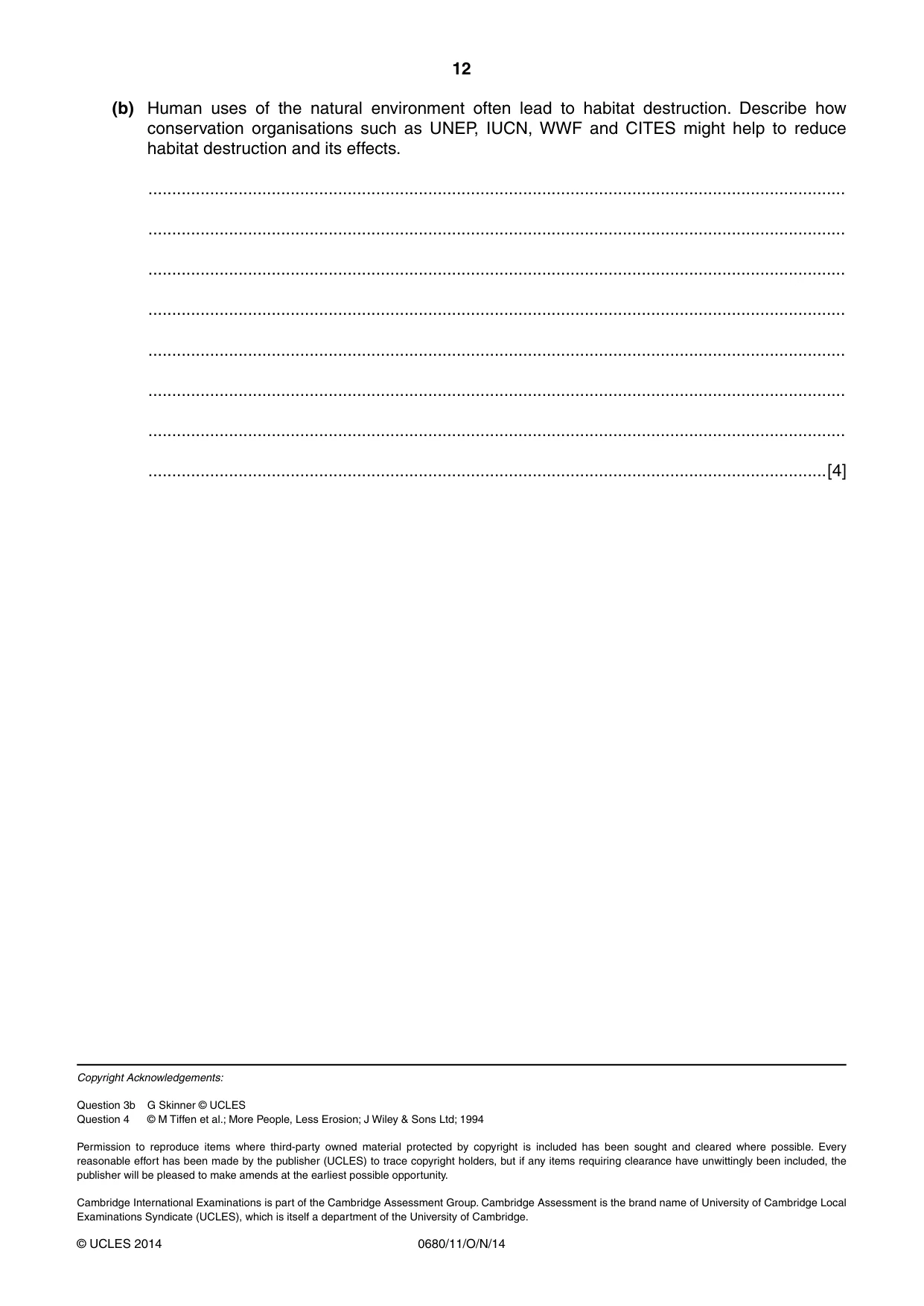 Cambridge IGCSE Environmental Management 0680 2014 Oct/Nov Paper 1 · Variant 1 question paper, page 12 of 12