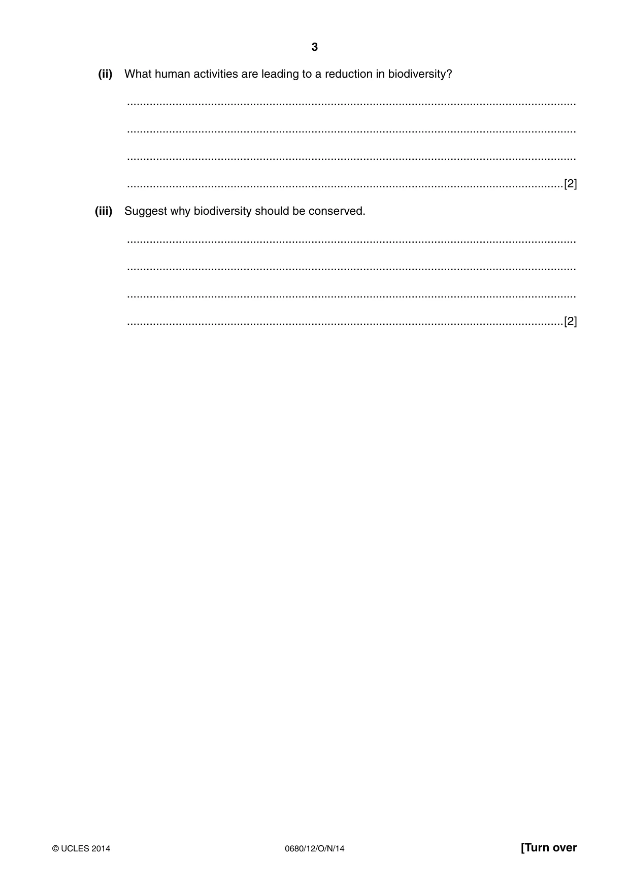 Cambridge IGCSE Environmental Management 0680 2014 Oct/Nov Paper 1 · Variant 2 question paper, page 3 of 12