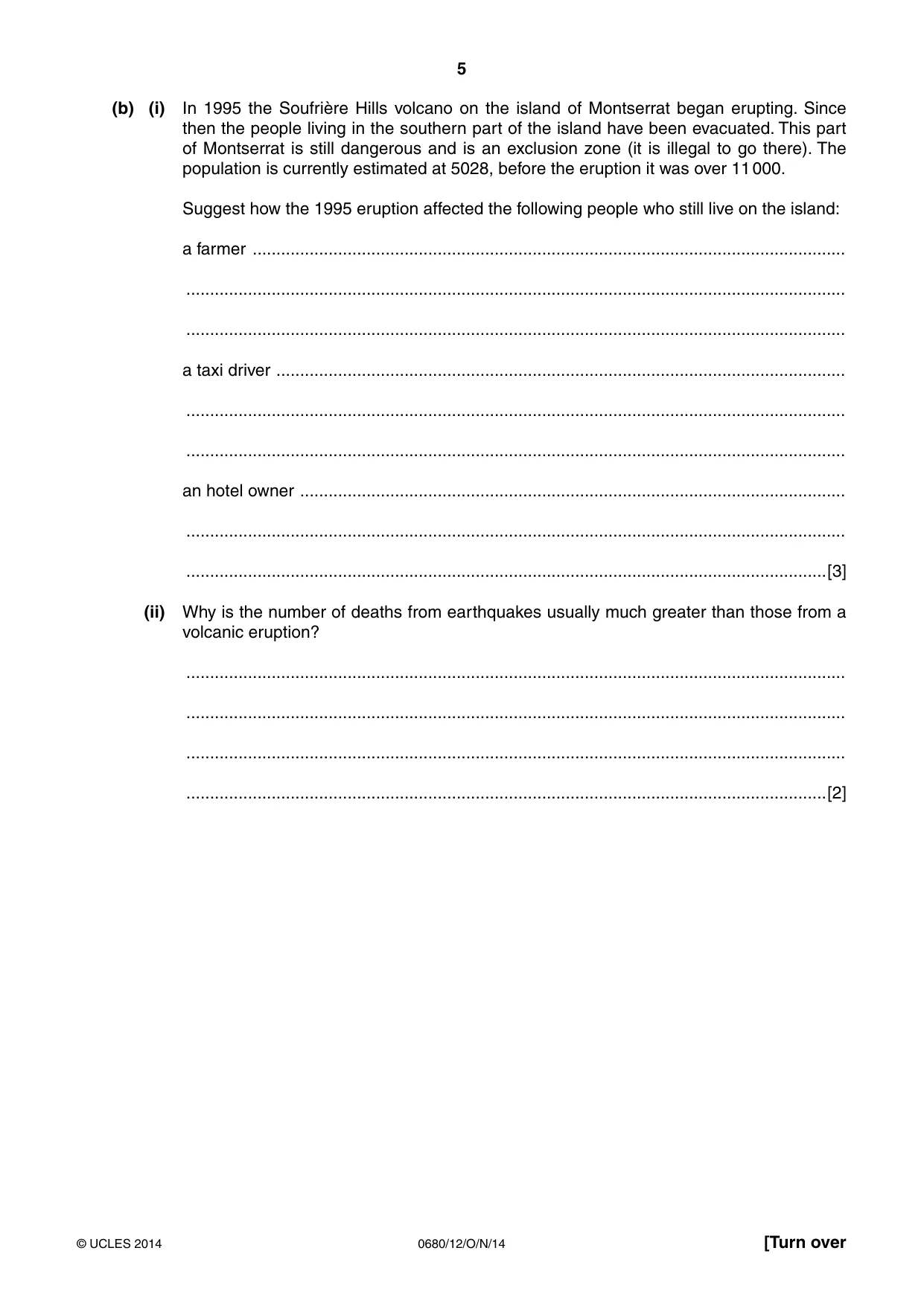 Cambridge IGCSE Environmental Management 0680 2014 Oct/Nov Paper 1 · Variant 2 question paper, page 5 of 12