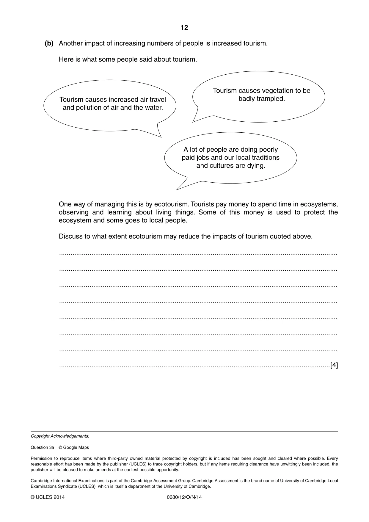 Cambridge IGCSE Environmental Management 0680 2014 Oct/Nov Paper 1 · Variant 2 question paper, page 12 of 12
