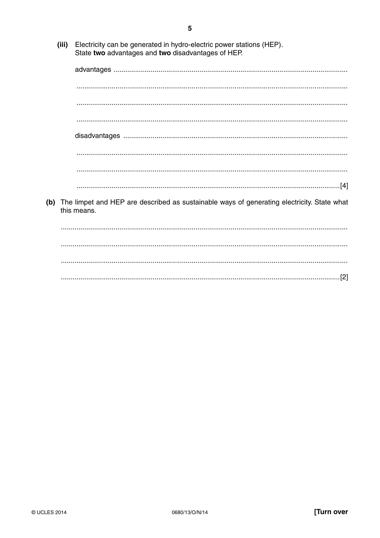 Cambridge IGCSE Environmental Management 0680 2014 Oct/Nov Paper 1 · Variant 3 question paper, page 5 of 16