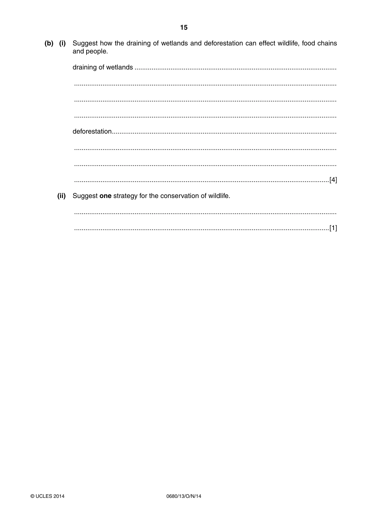 Cambridge IGCSE Environmental Management 0680 2014 Oct/Nov Paper 1 · Variant 3 question paper, page 15 of 16