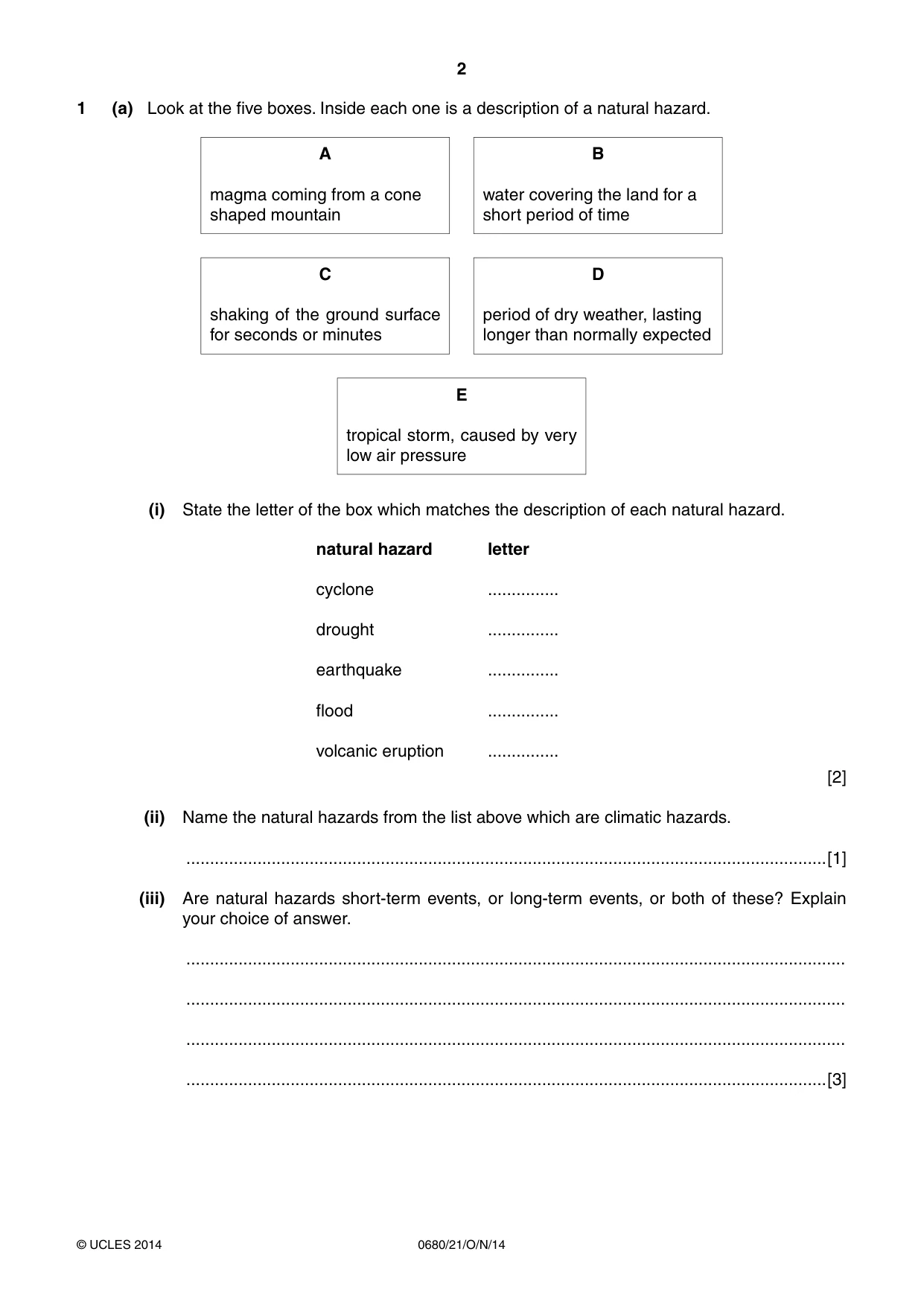 Cambridge IGCSE Environmental Management 0680 2014 Oct/Nov Paper 2 · Variant 1 question paper, page 2 of 16