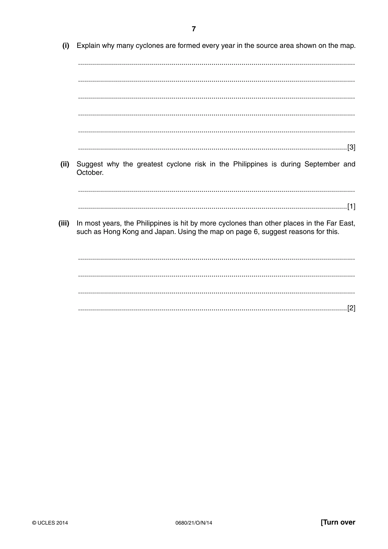 Cambridge IGCSE Environmental Management 0680 2014 Oct/Nov Paper 2 · Variant 1 question paper, page 7 of 16