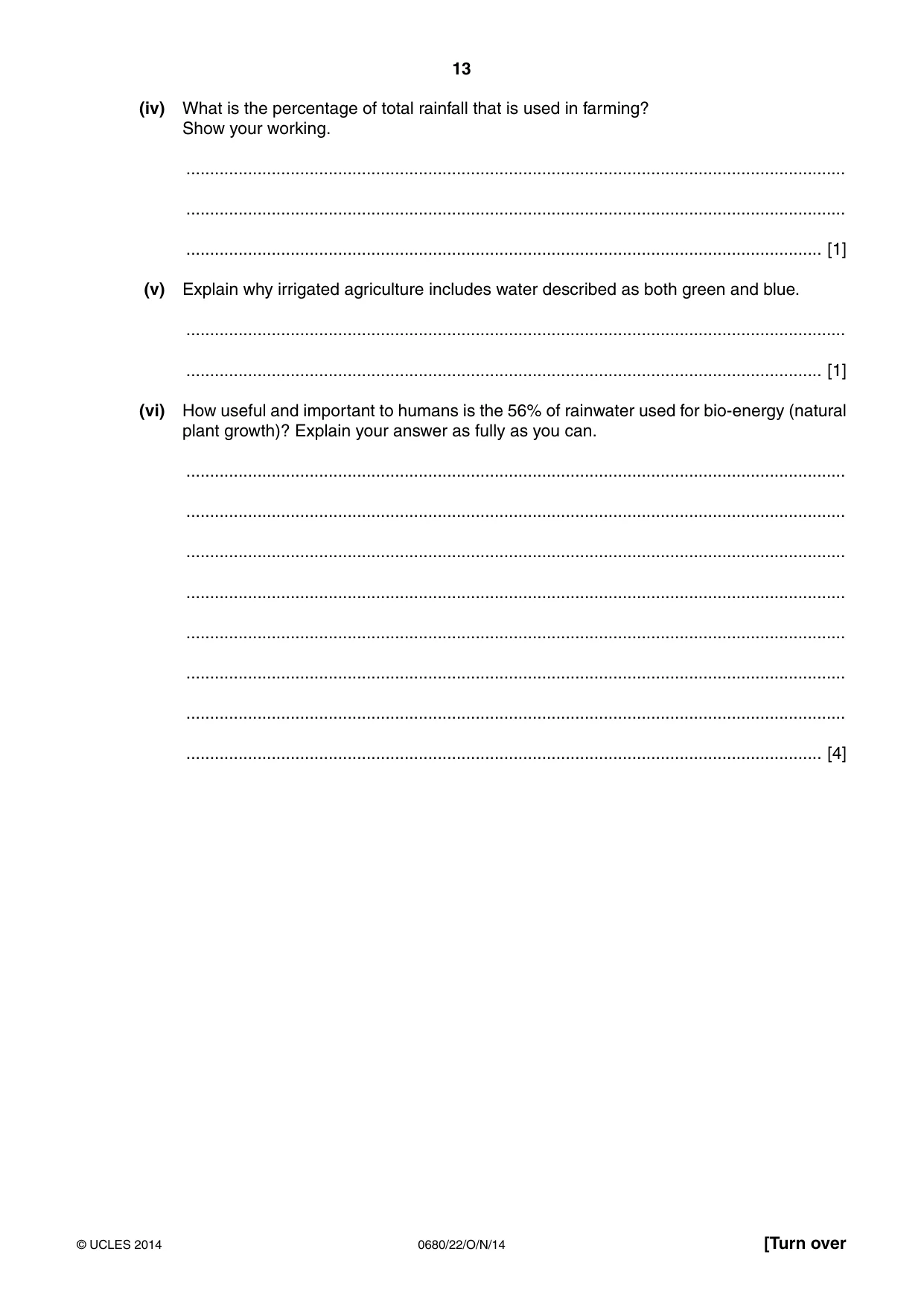 Cambridge IGCSE Environmental Management 0680 2014 Oct/Nov Paper 2 · Variant 2 question paper, page 13 of 20