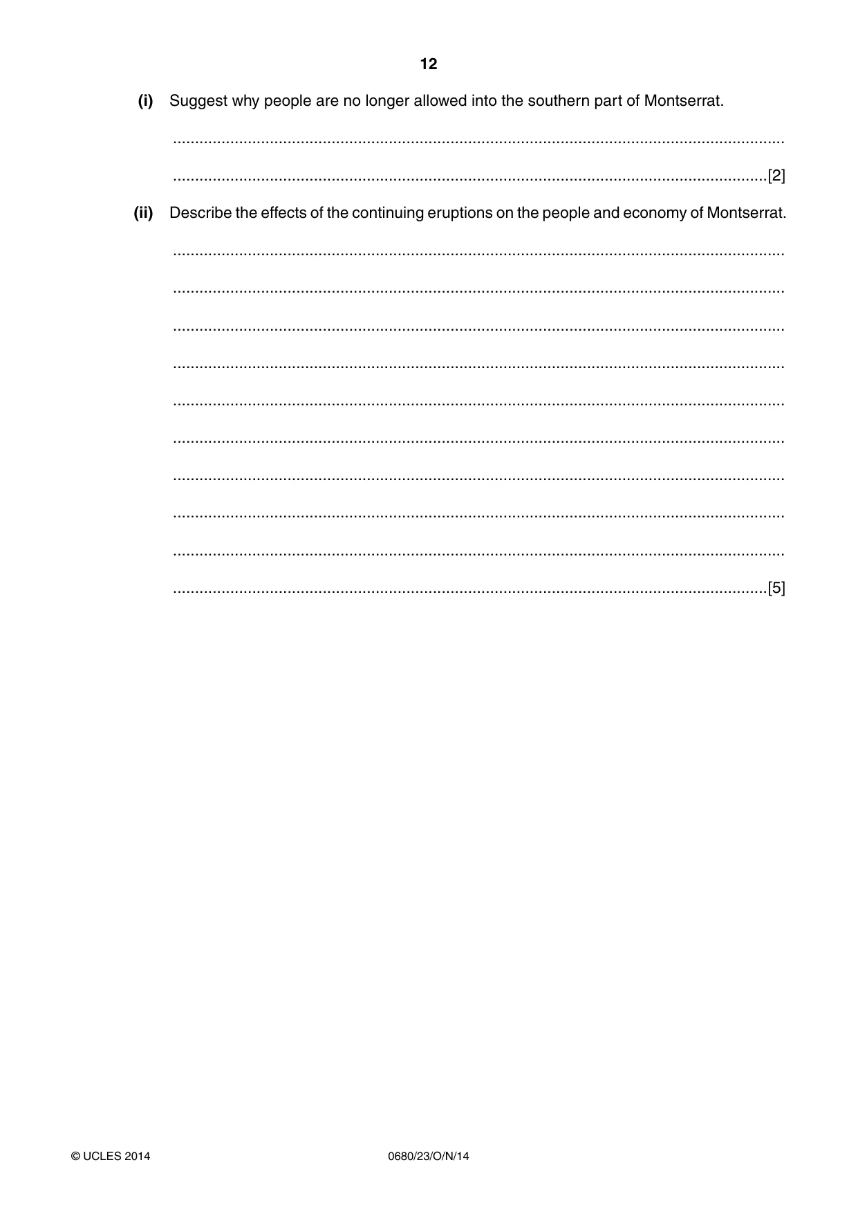 Cambridge IGCSE Environmental Management 0680 2014 Oct/Nov Paper 2 · Variant 3 question paper, page 12 of 16