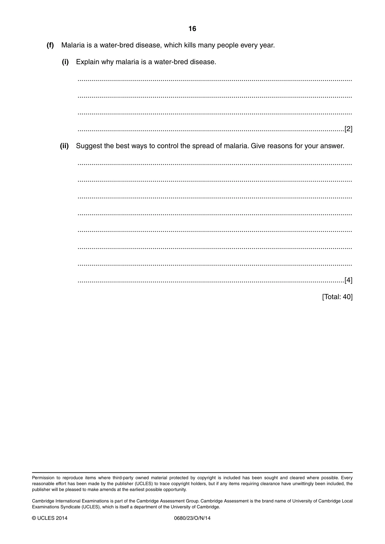 Cambridge IGCSE Environmental Management 0680 2014 Oct/Nov Paper 2 · Variant 3 question paper, page 16 of 16