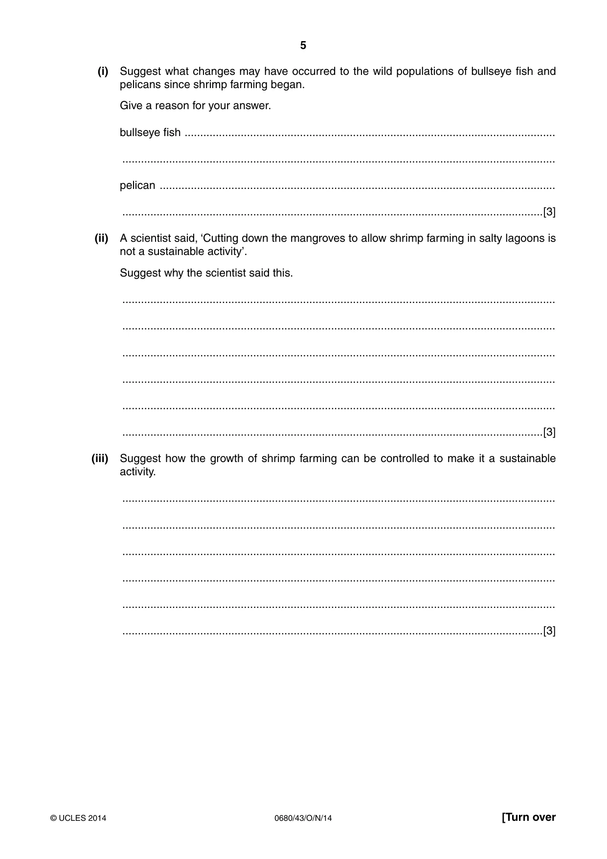 Cambridge IGCSE Environmental Management 0680 2014 Oct/Nov Paper 4 · Variant 3 question paper, page 5 of 16