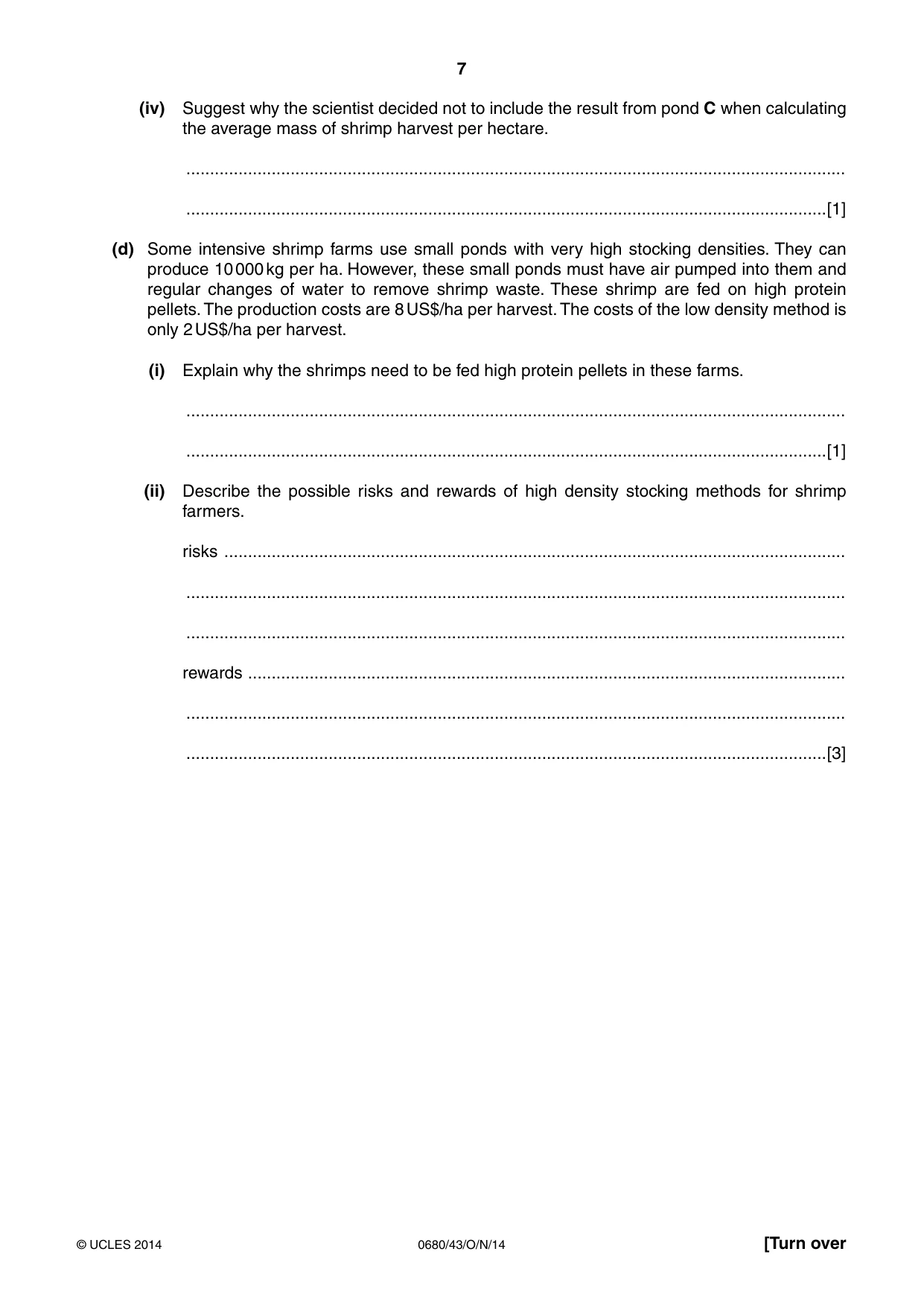 Cambridge IGCSE Environmental Management 0680 2014 Oct/Nov Paper 4 · Variant 3 question paper, page 7 of 16