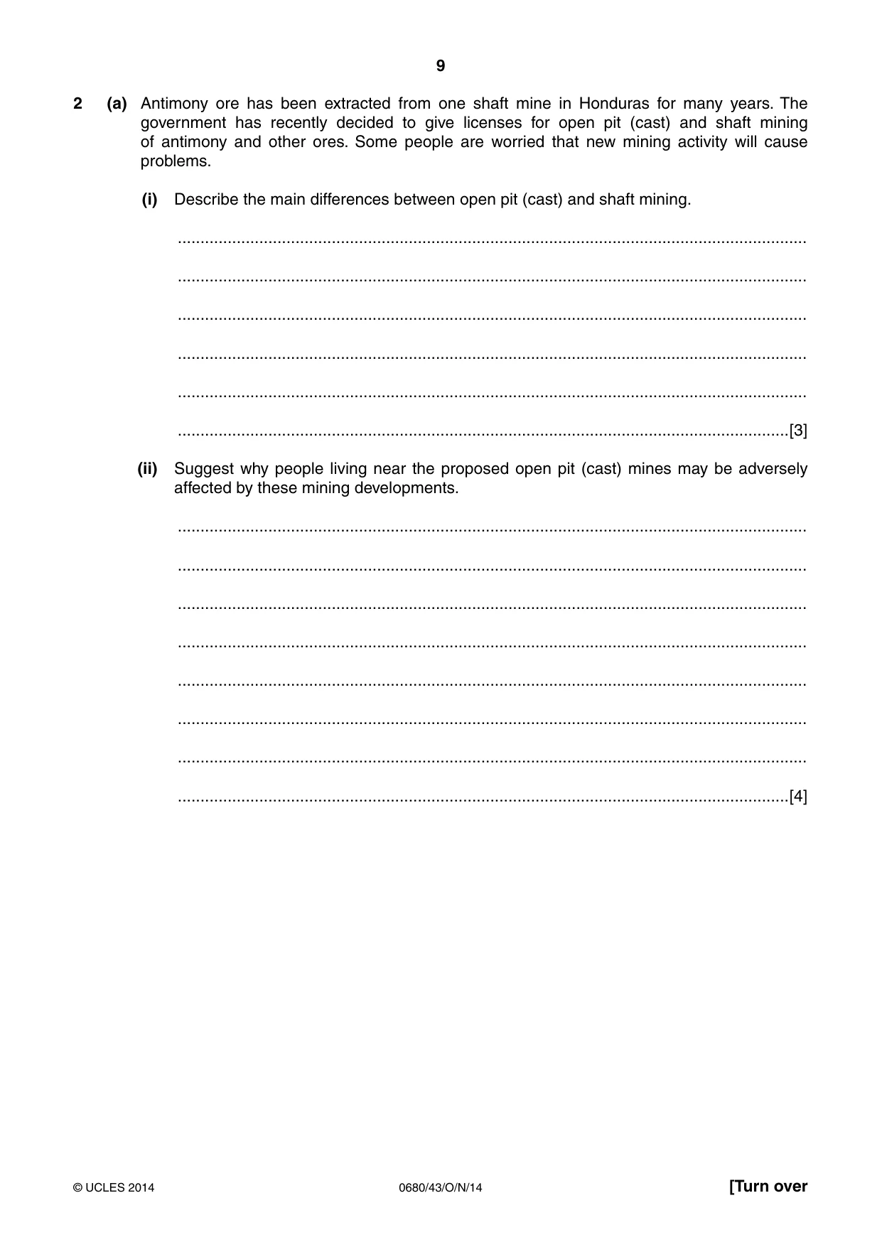 Cambridge IGCSE Environmental Management 0680 2014 Oct/Nov Paper 4 · Variant 3 question paper, page 9 of 16
