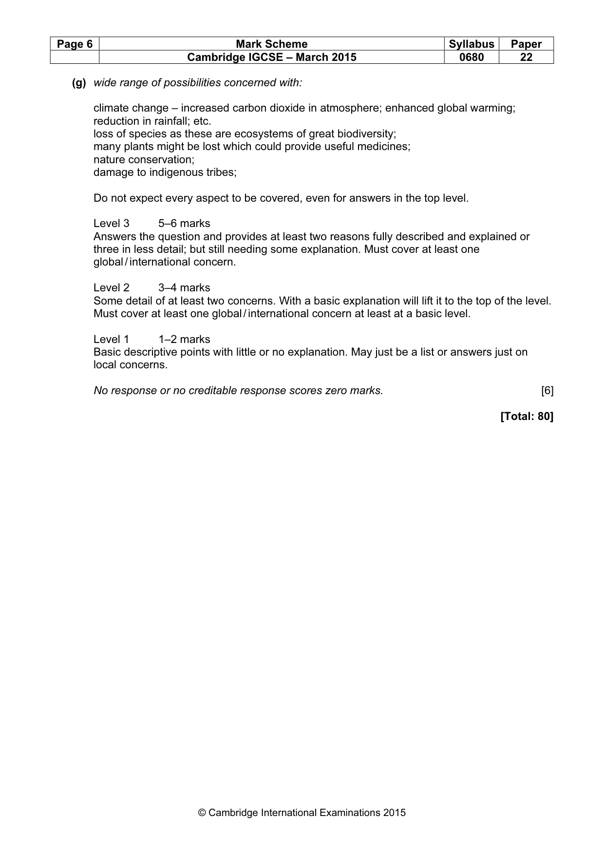 Mark scheme, page 6 of 6