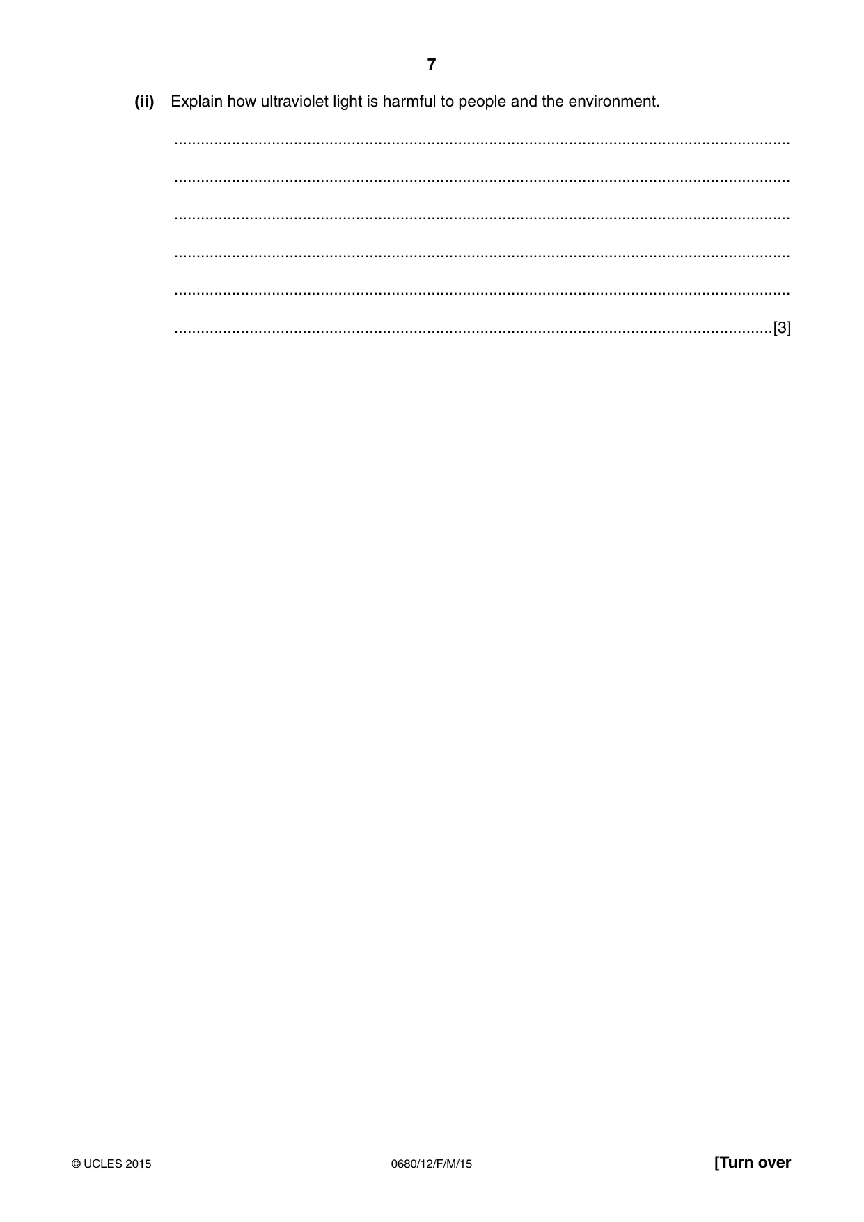 Cambridge IGCSE Environmental Management 0680 2015 Feb/March Paper 1 · Variant 2 question paper, page 7 of 16