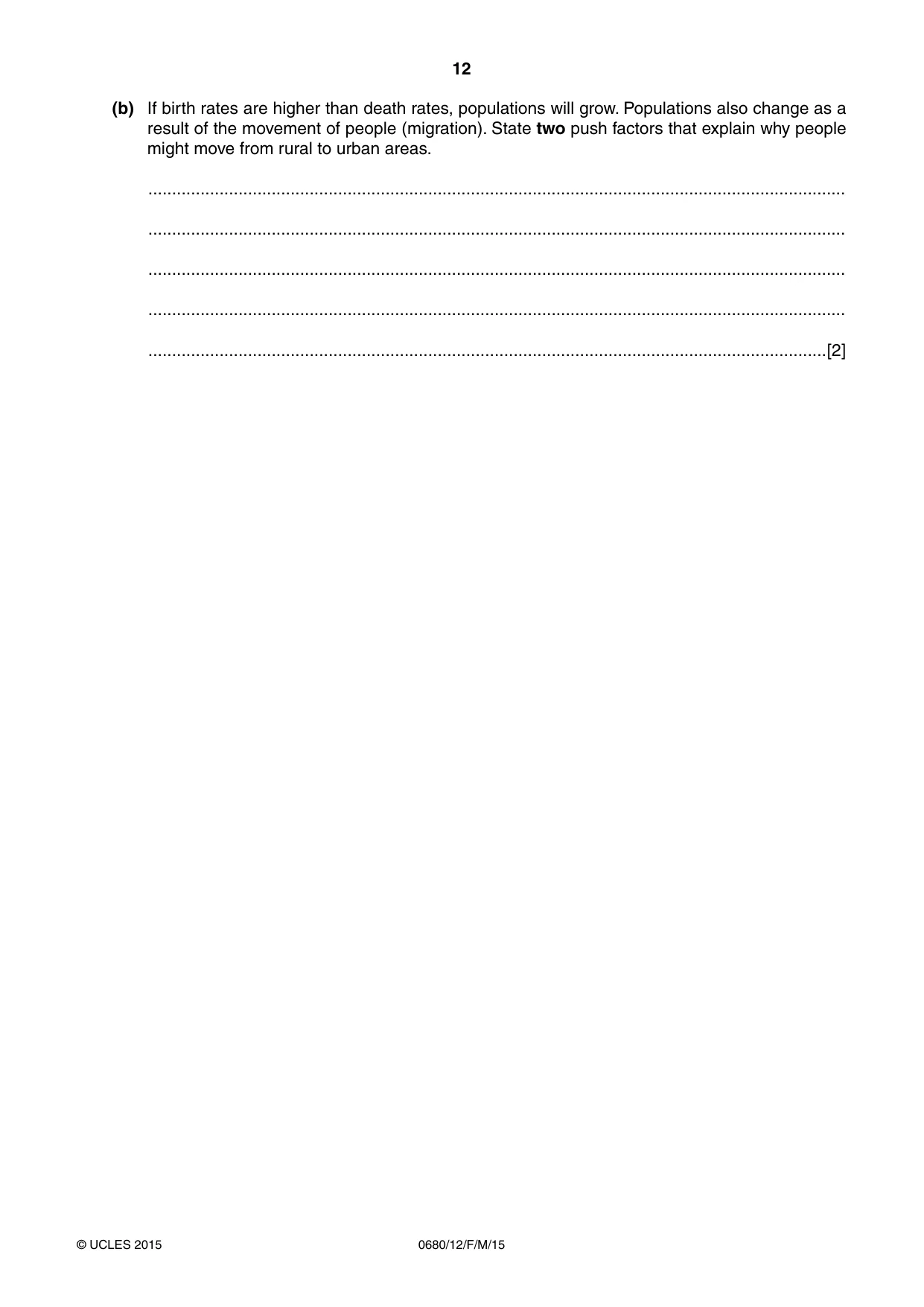 Cambridge IGCSE Environmental Management 0680 2015 Feb/March Paper 1 · Variant 2 question paper, page 12 of 16