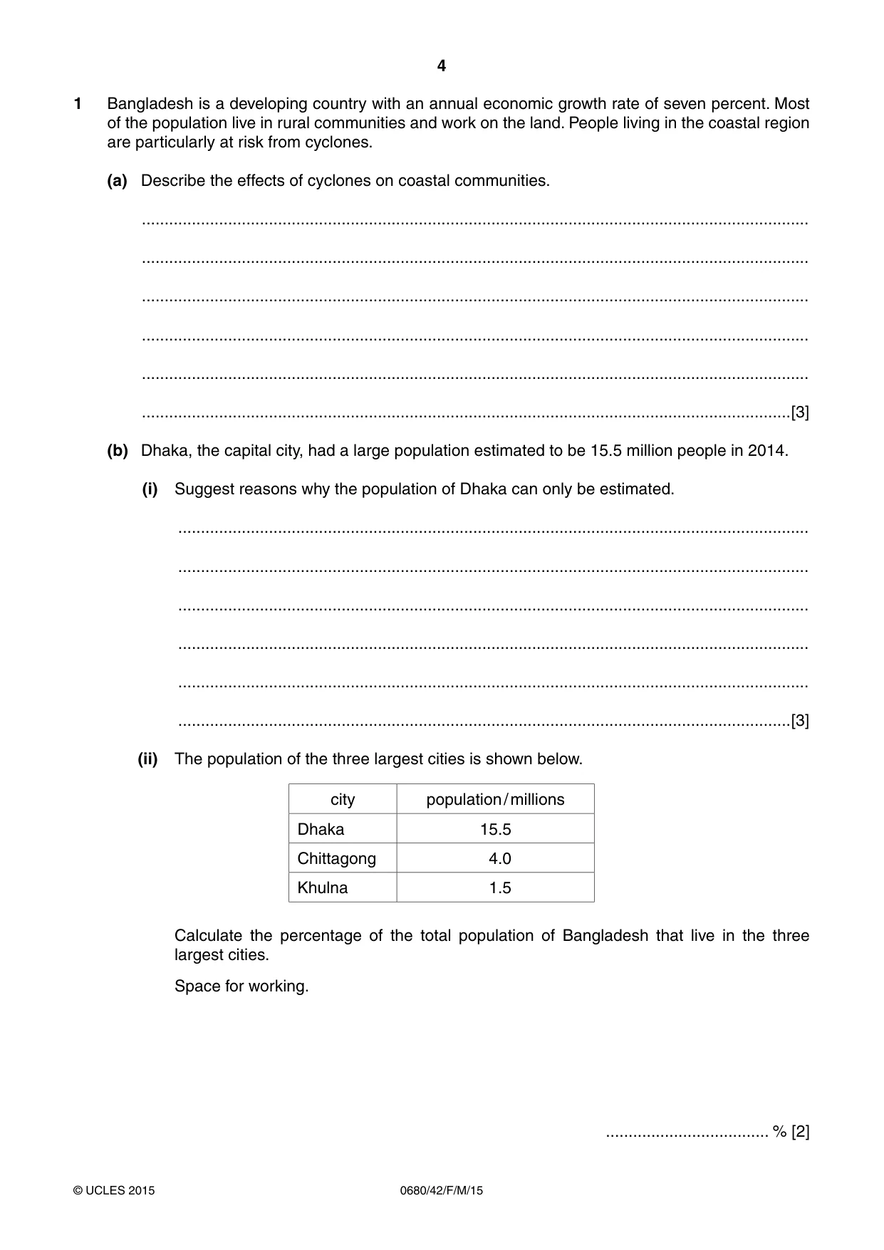 Cambridge IGCSE Environmental Management 0680 2015 Feb/March Paper 4 · Variant 2 question paper, page 4 of 16