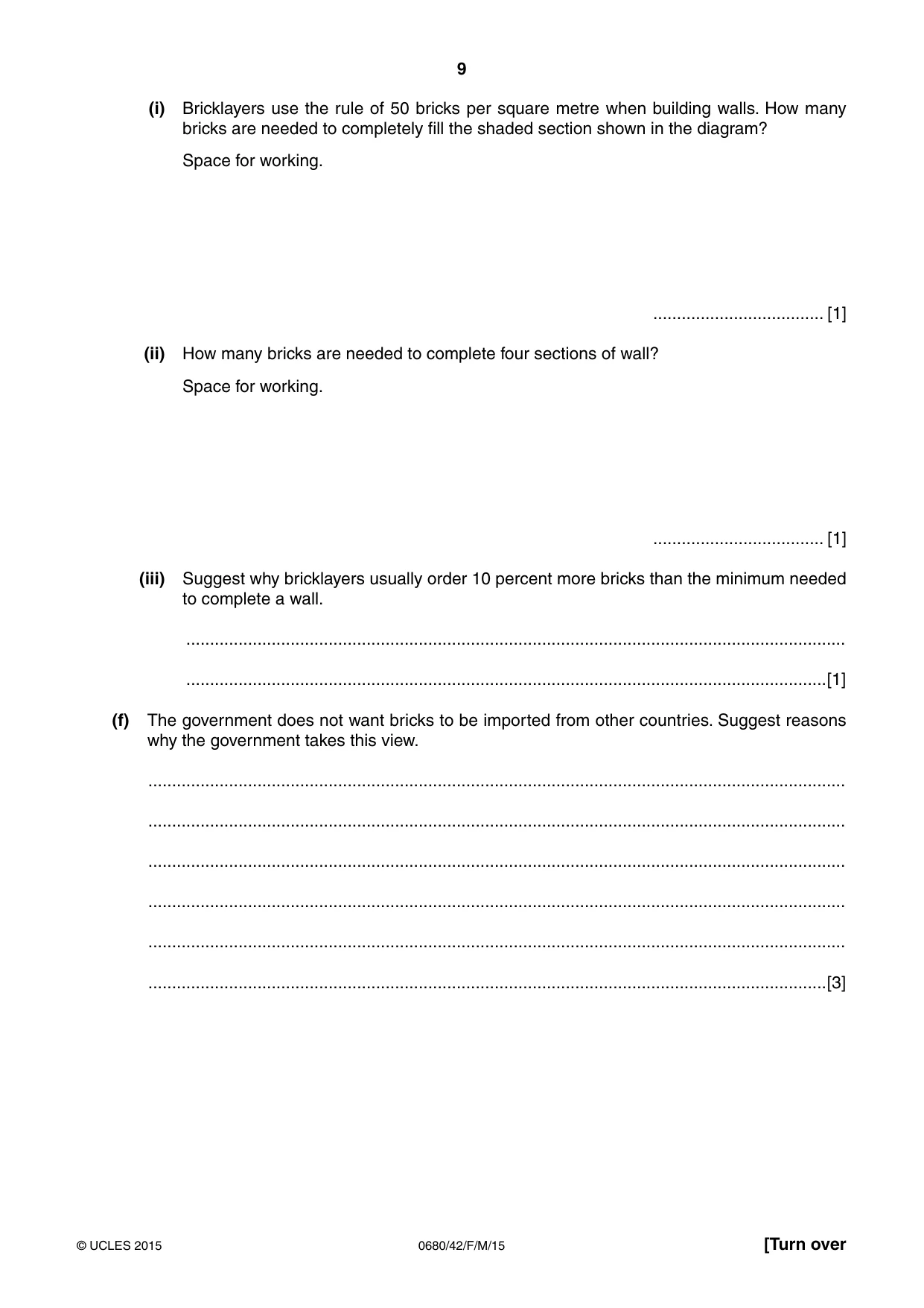 Cambridge IGCSE Environmental Management 0680 2015 Feb/March Paper 4 · Variant 2 question paper, page 9 of 16